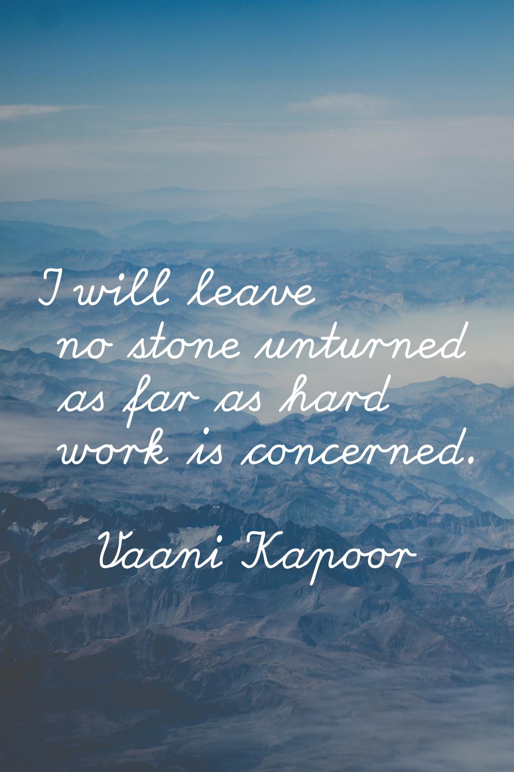 I will leave no stone unturned as far as hard work is concerned.