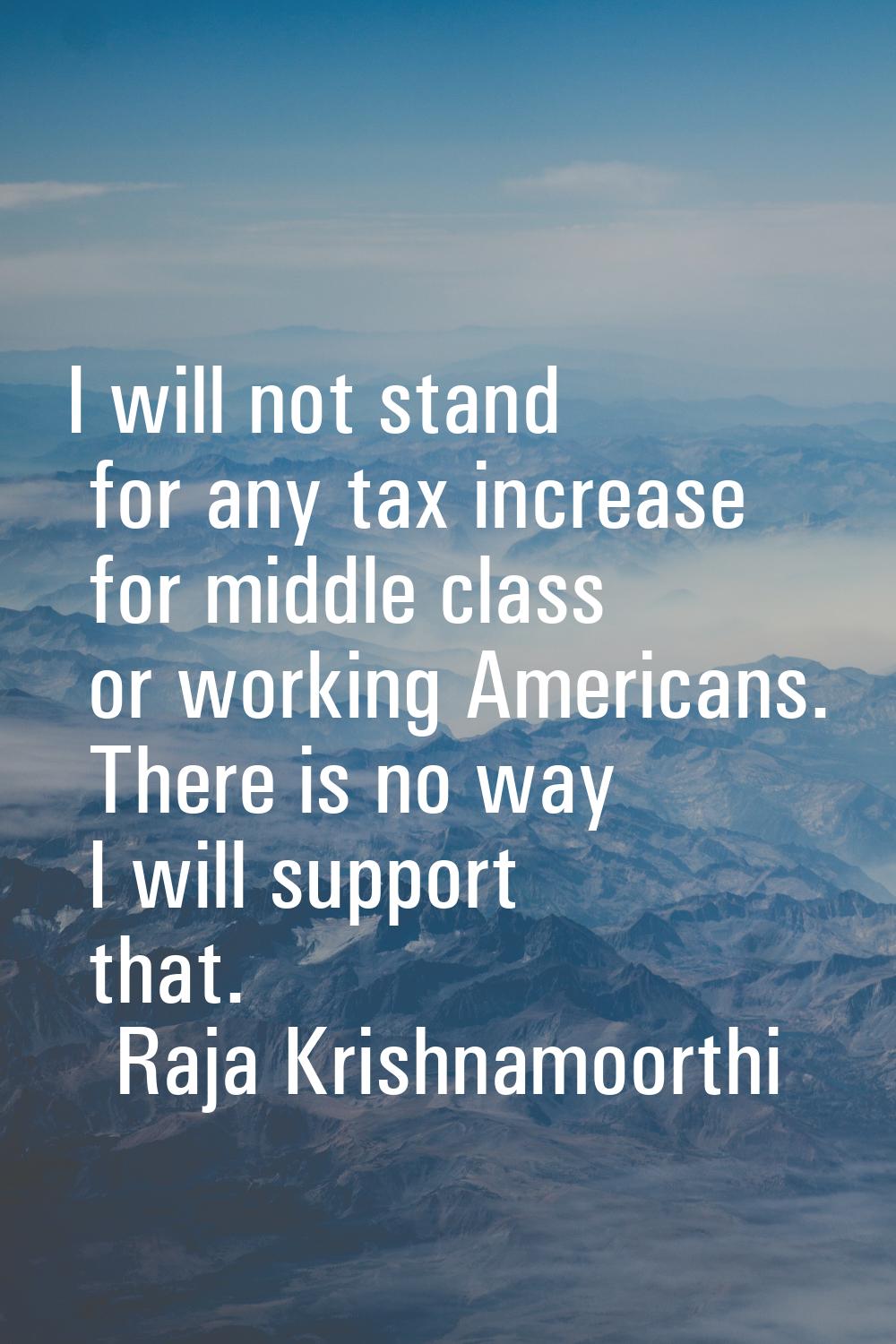 I will not stand for any tax increase for middle class or working Americans. There is no way I will