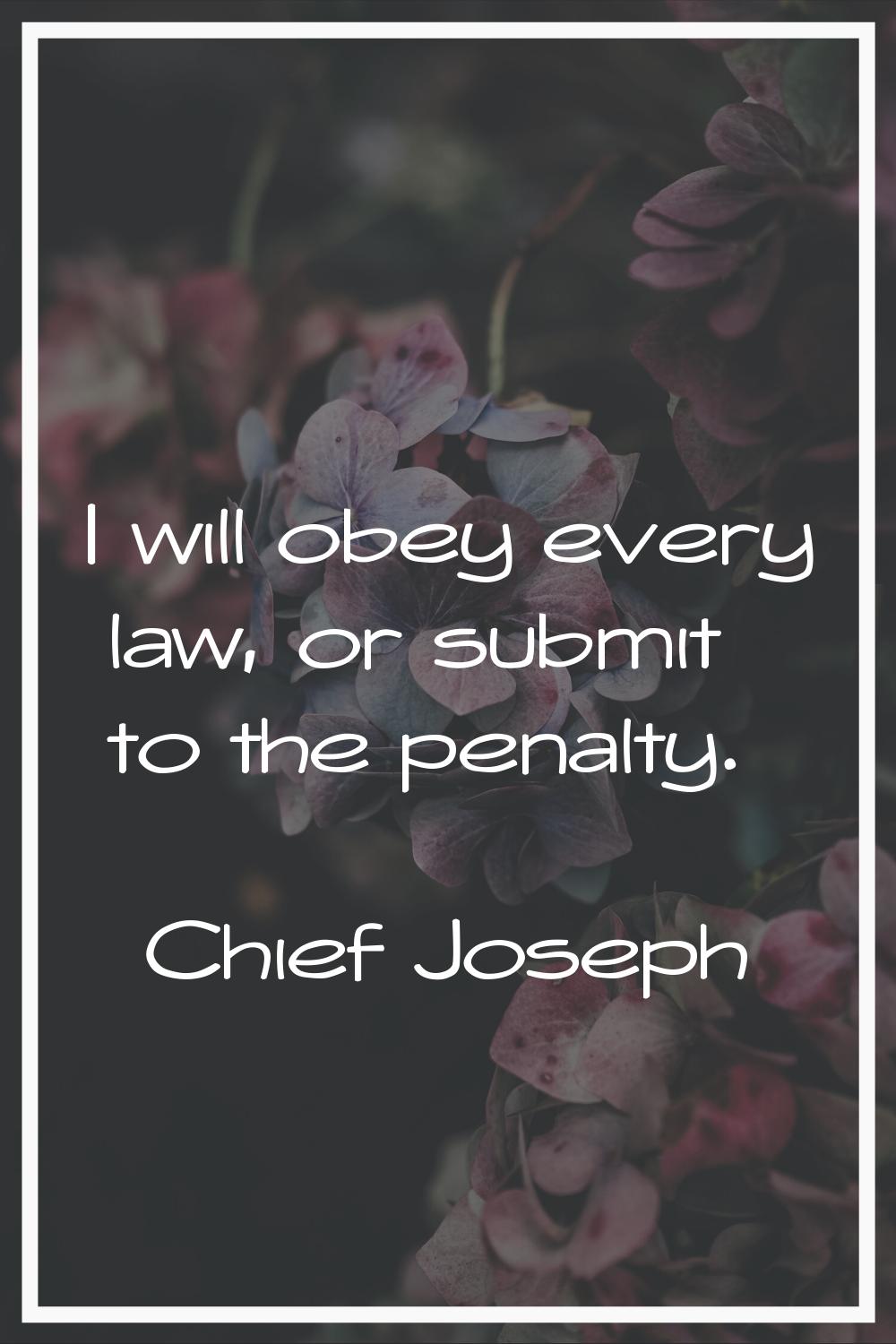 I will obey every law, or submit to the penalty.
