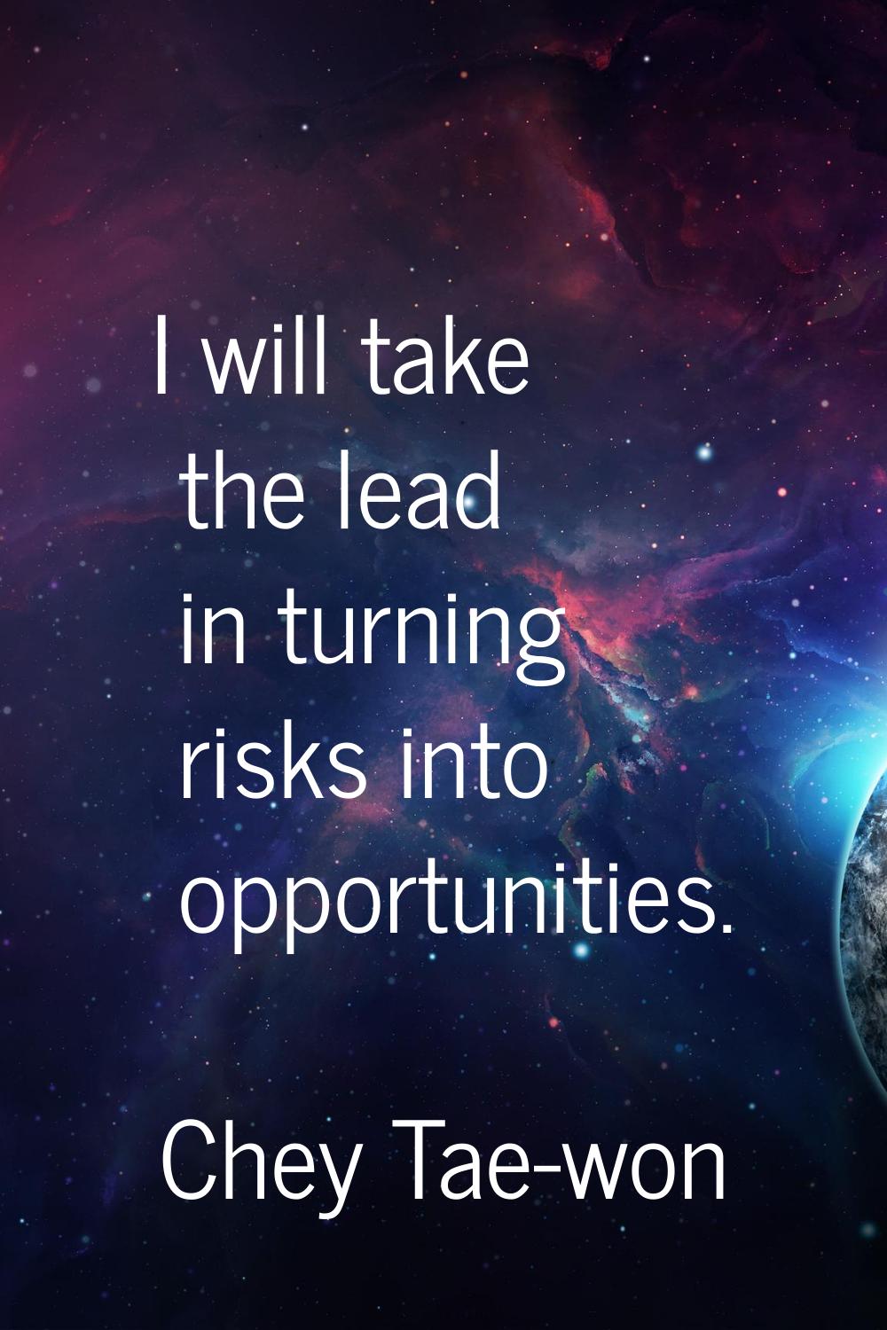 I will take the lead in turning risks into opportunities.