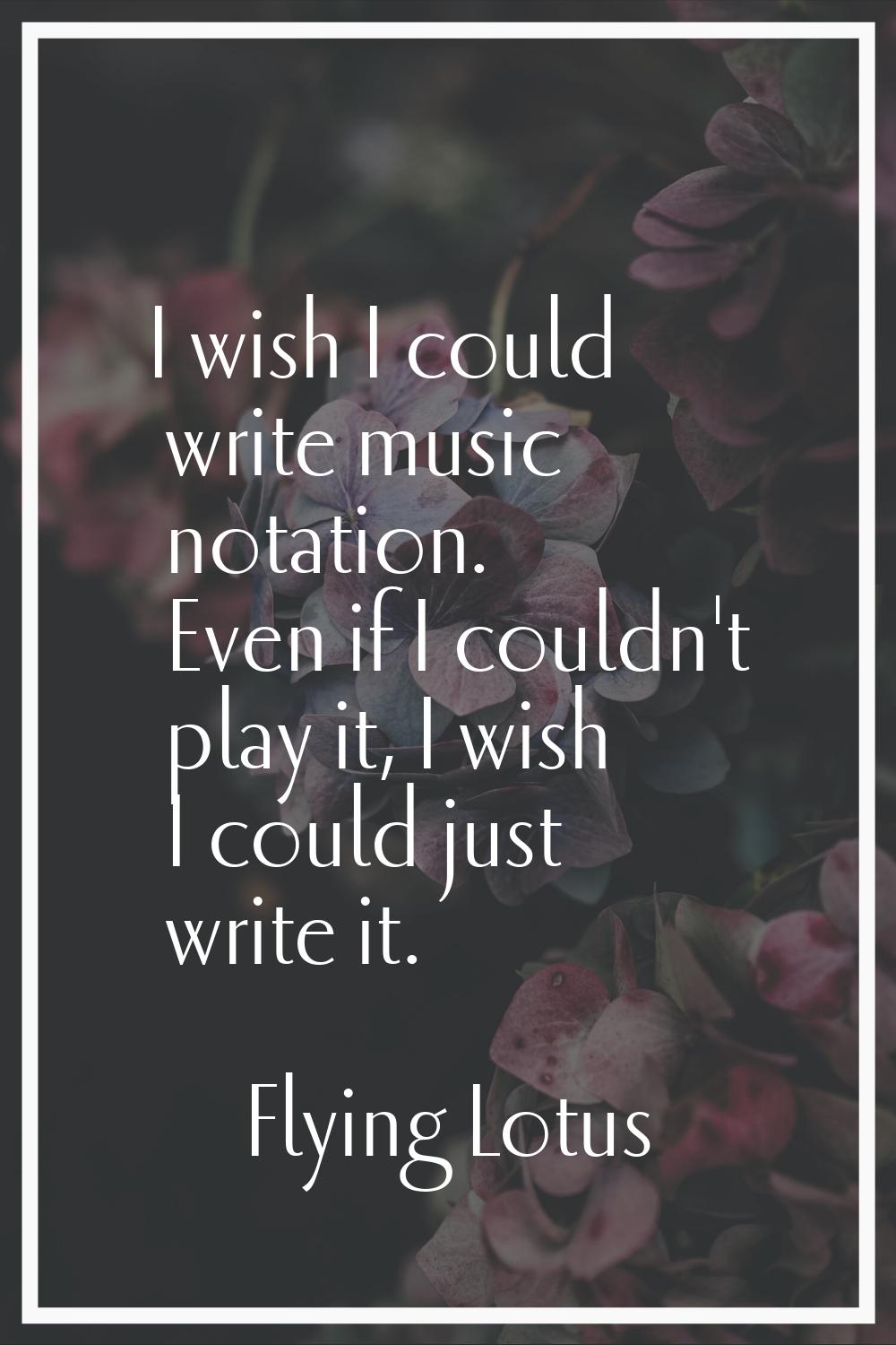 I wish I could write music notation. Even if I couldn't play it, I wish I could just write it.