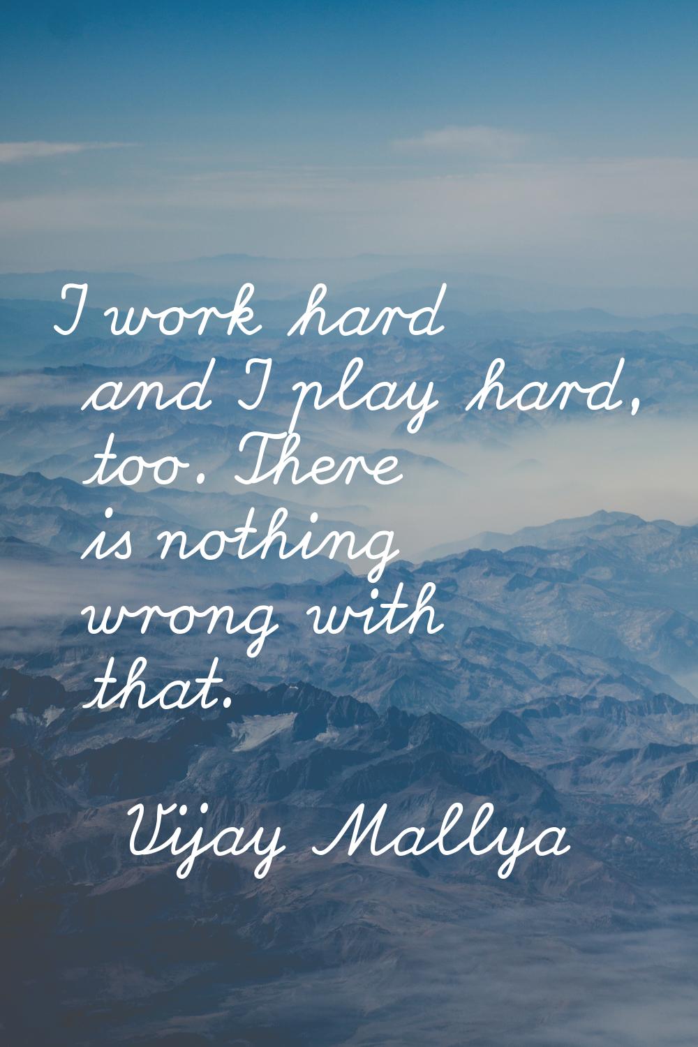 I work hard and I play hard, too. There is nothing wrong with that.