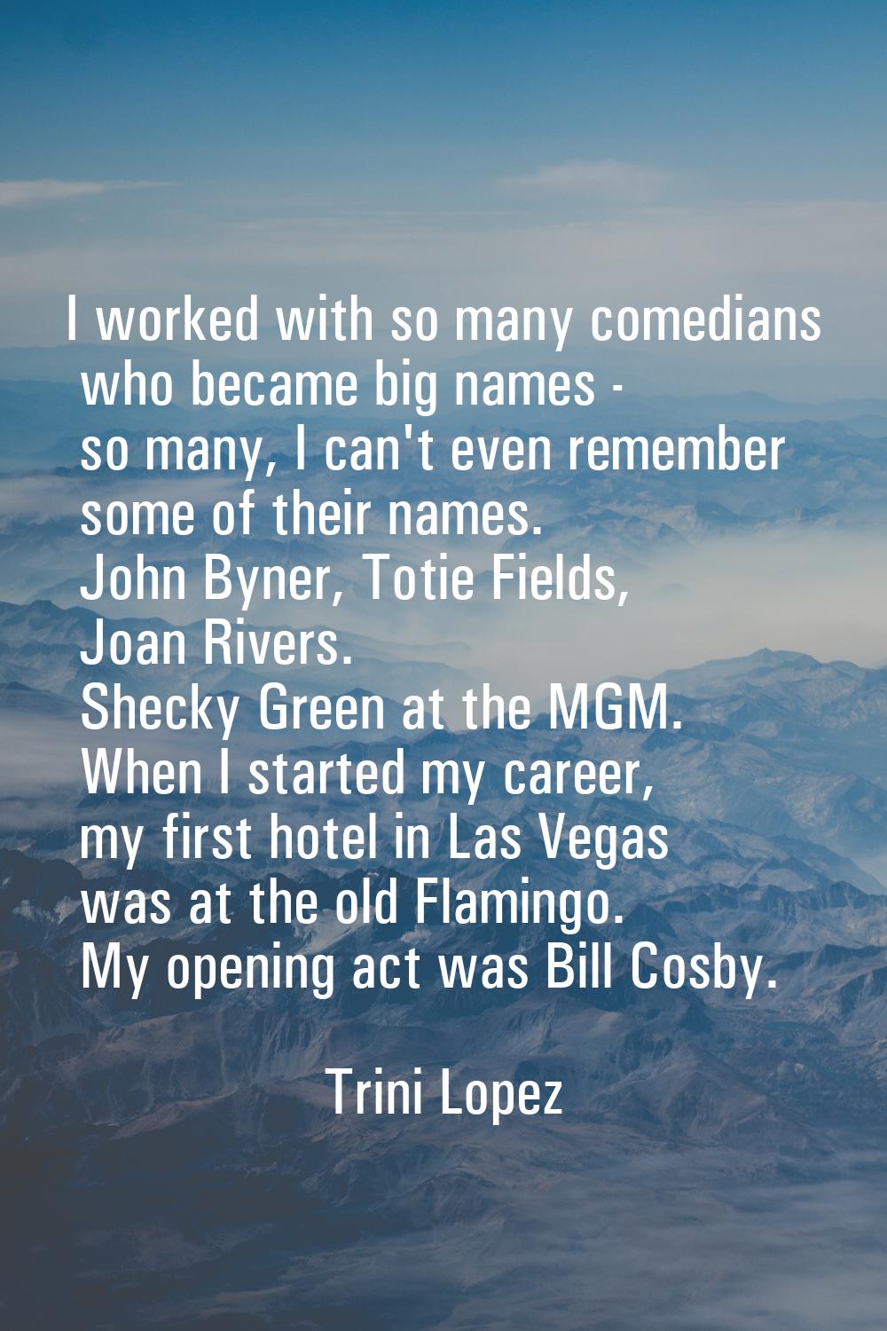 I worked with so many comedians who became big names - so many, I can't even remember some of their