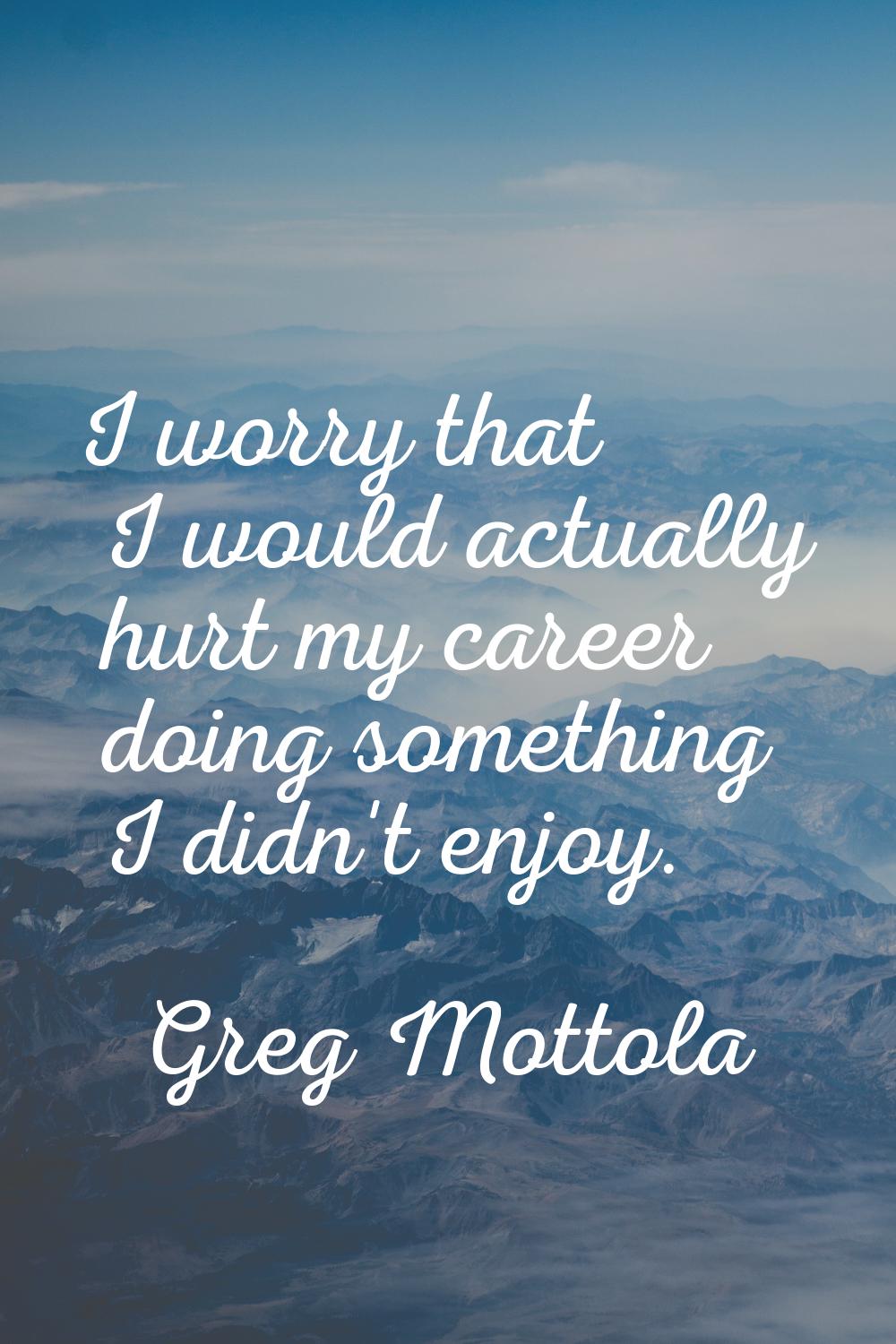 I worry that I would actually hurt my career doing something I didn't enjoy.