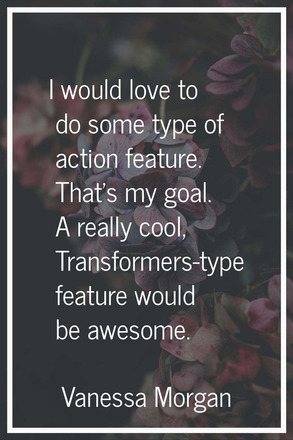 I would love to do some type of action feature. That's my goal. A really cool, Transformers-type fe