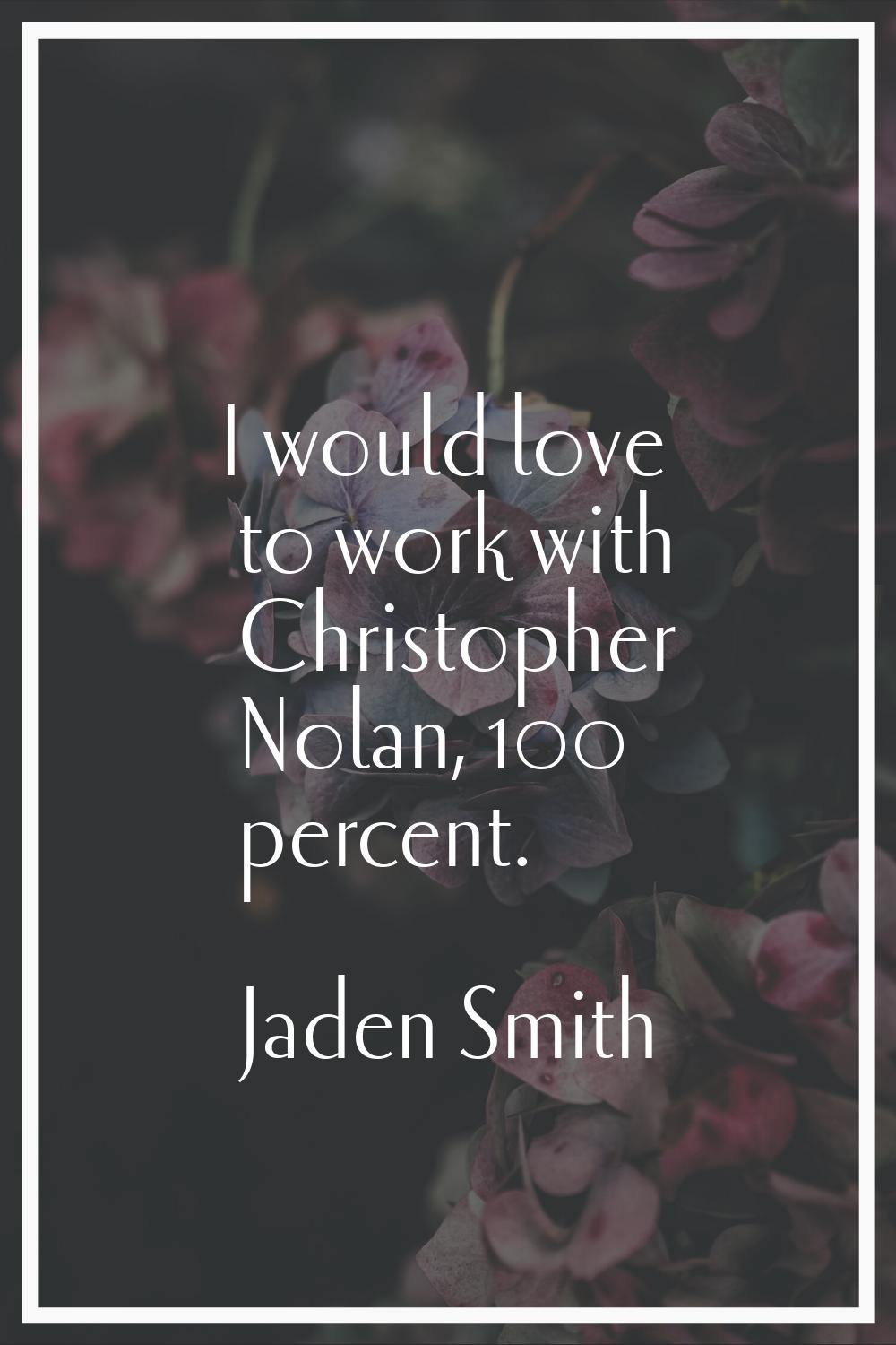 I would love to work with Christopher Nolan, 100 percent.