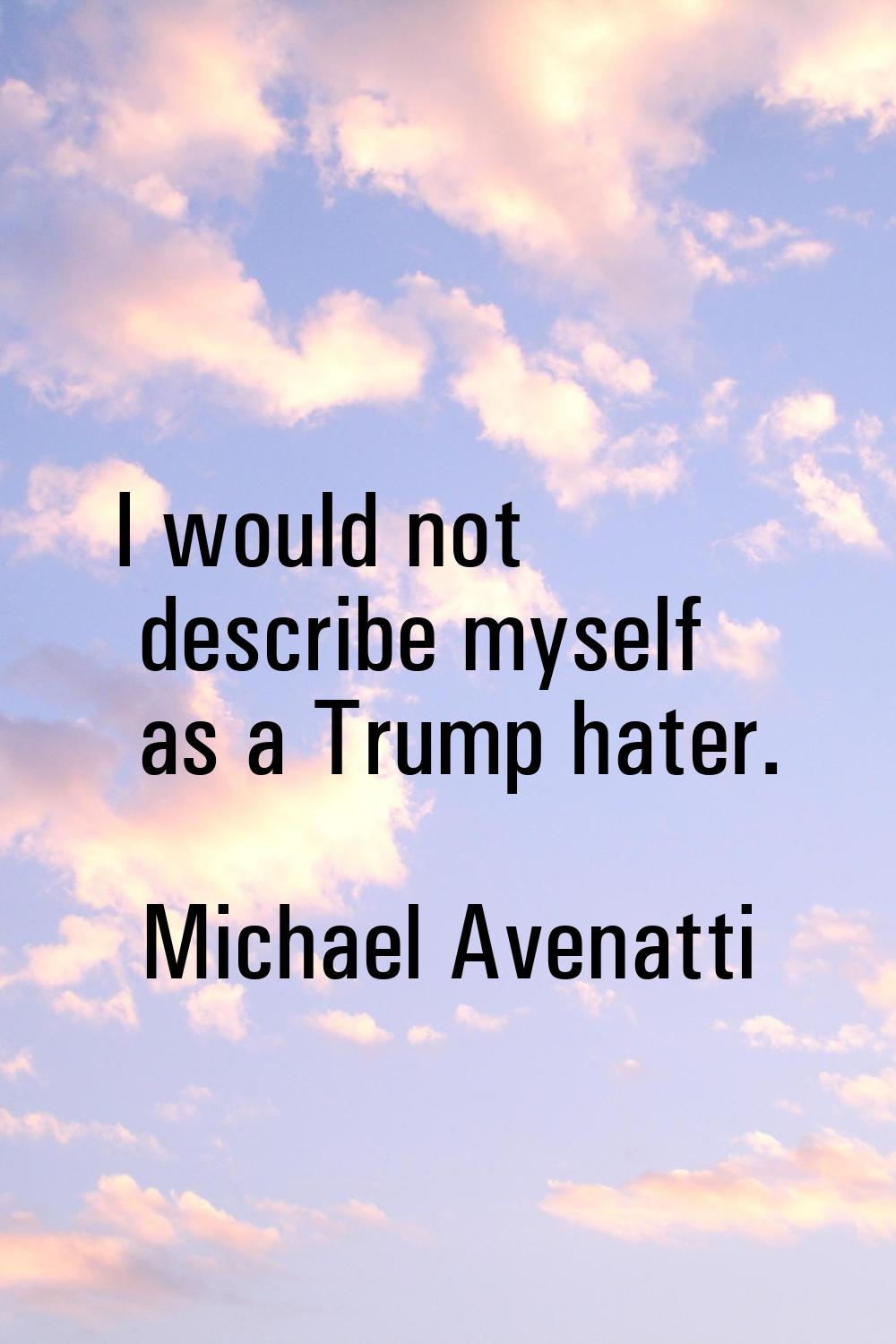 I would not describe myself as a Trump hater.