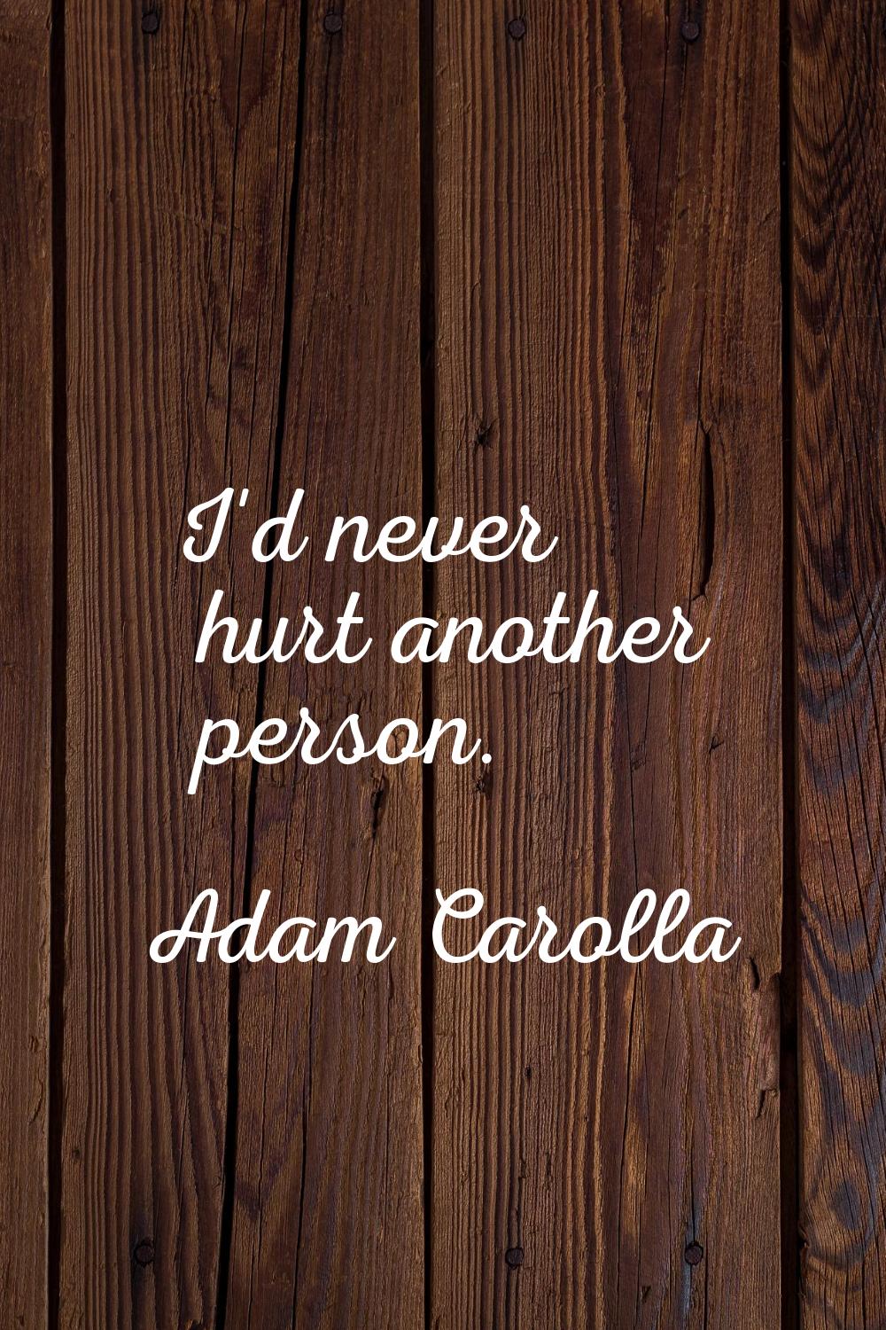I'd never hurt another person.