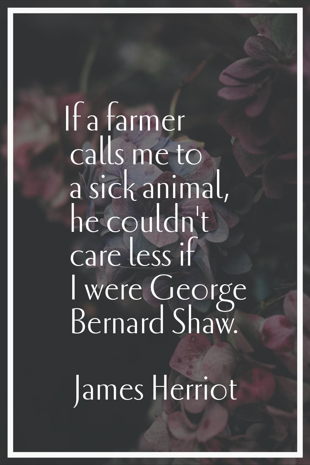 If a farmer calls me to a sick animal, he couldn't care less if I were George Bernard Shaw.