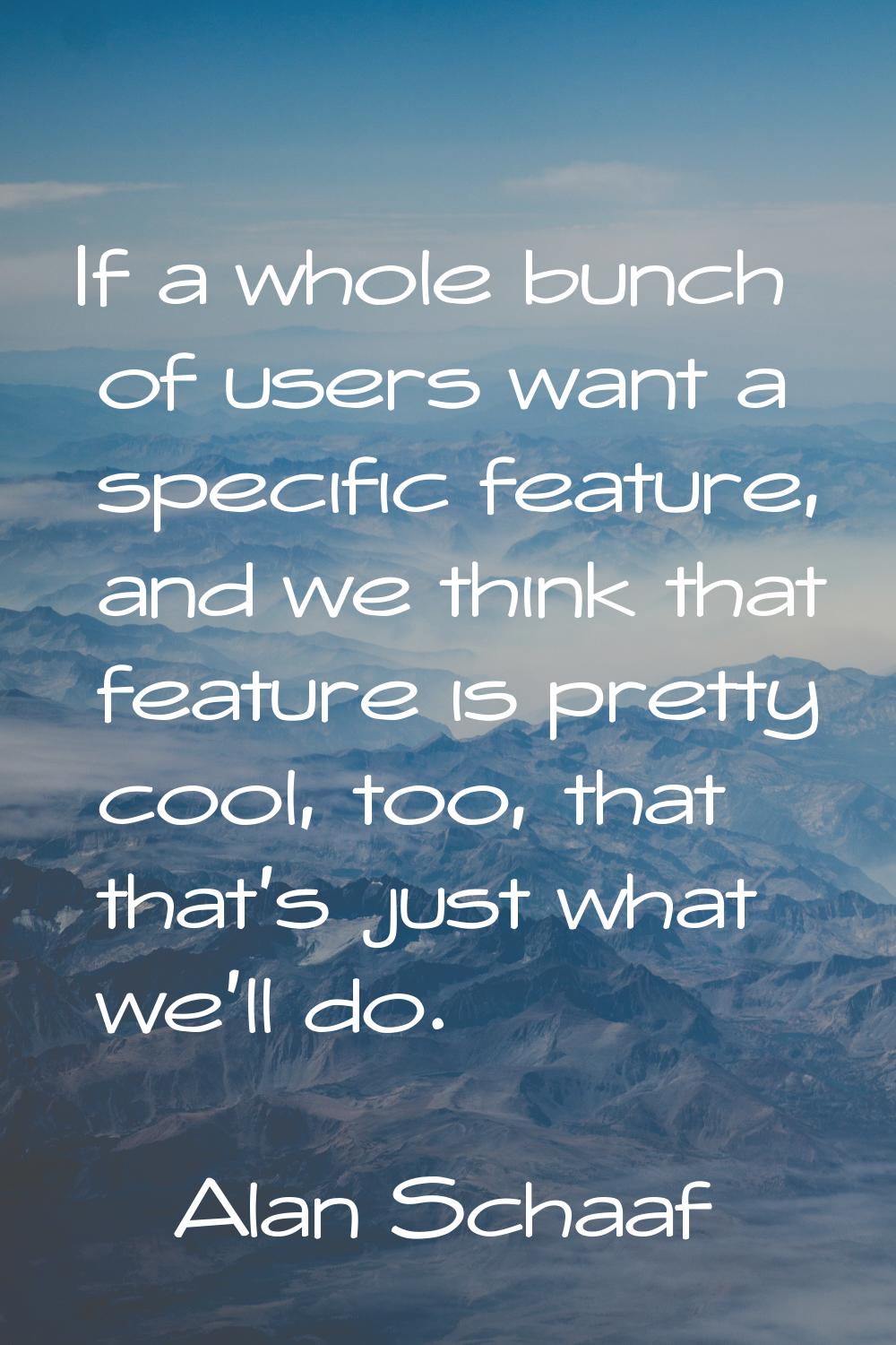 If a whole bunch of users want a specific feature, and we think that feature is pretty cool, too, t