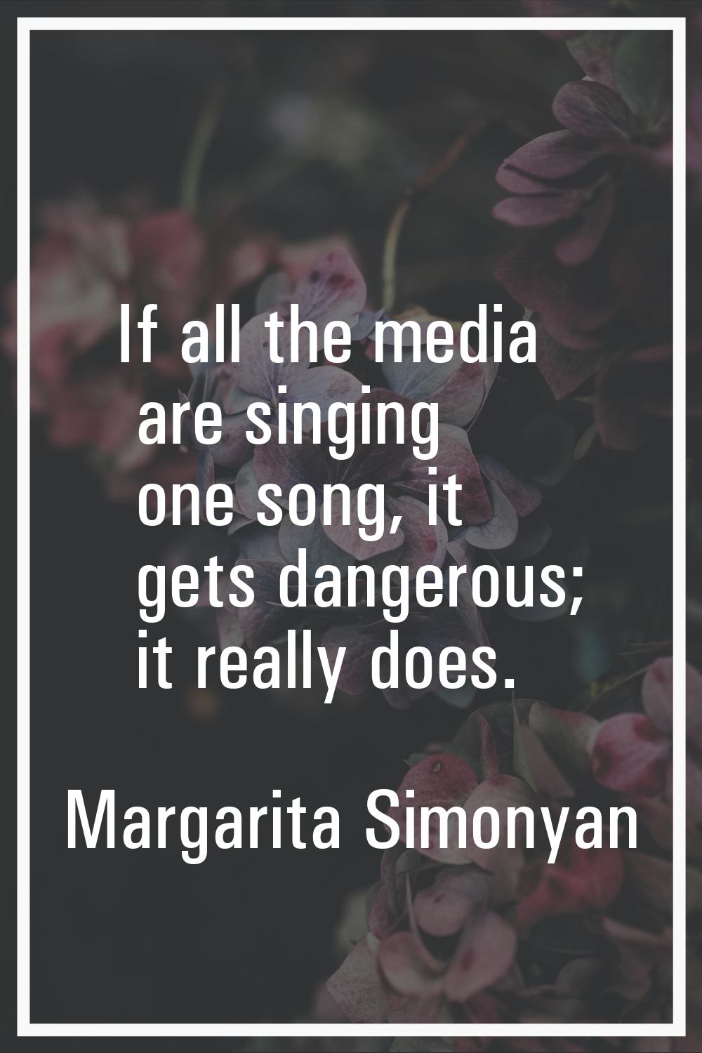 If all the media are singing one song, it gets dangerous; it really does.