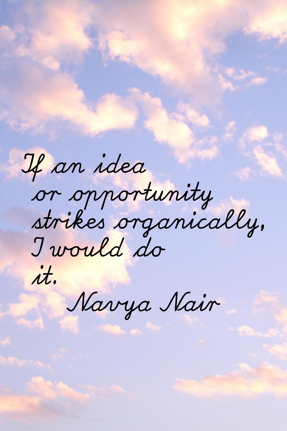If an idea or opportunity strikes organically, I would do it.