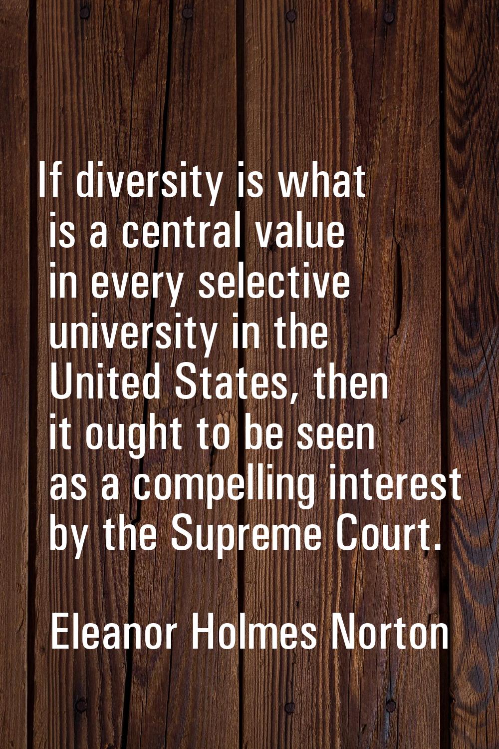 If diversity is what is a central value in every selective university in the United States, then it