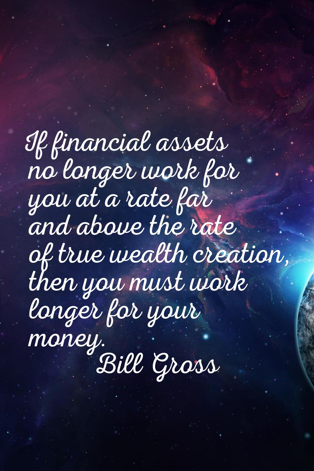 If financial assets no longer work for you at a rate far and above the rate of true wealth creation