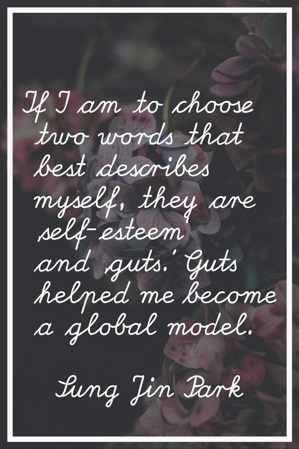 If I am to choose two words that best describes myself, they are 'self-esteem' and 'guts.' Guts hel