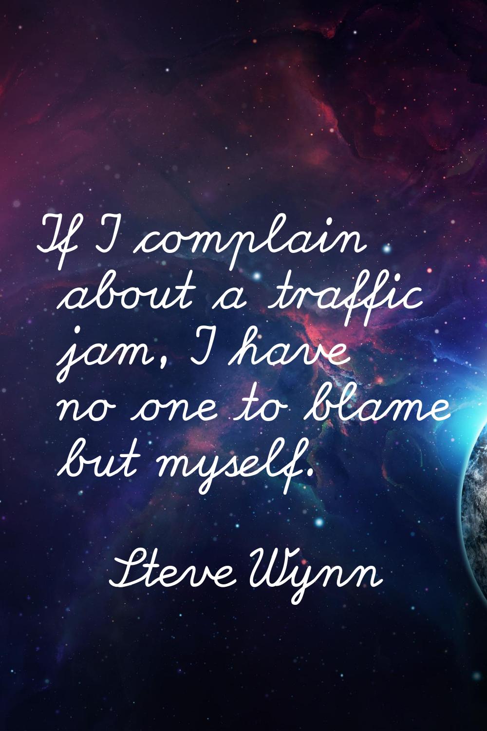 If I complain about a traffic jam, I have no one to blame but myself.