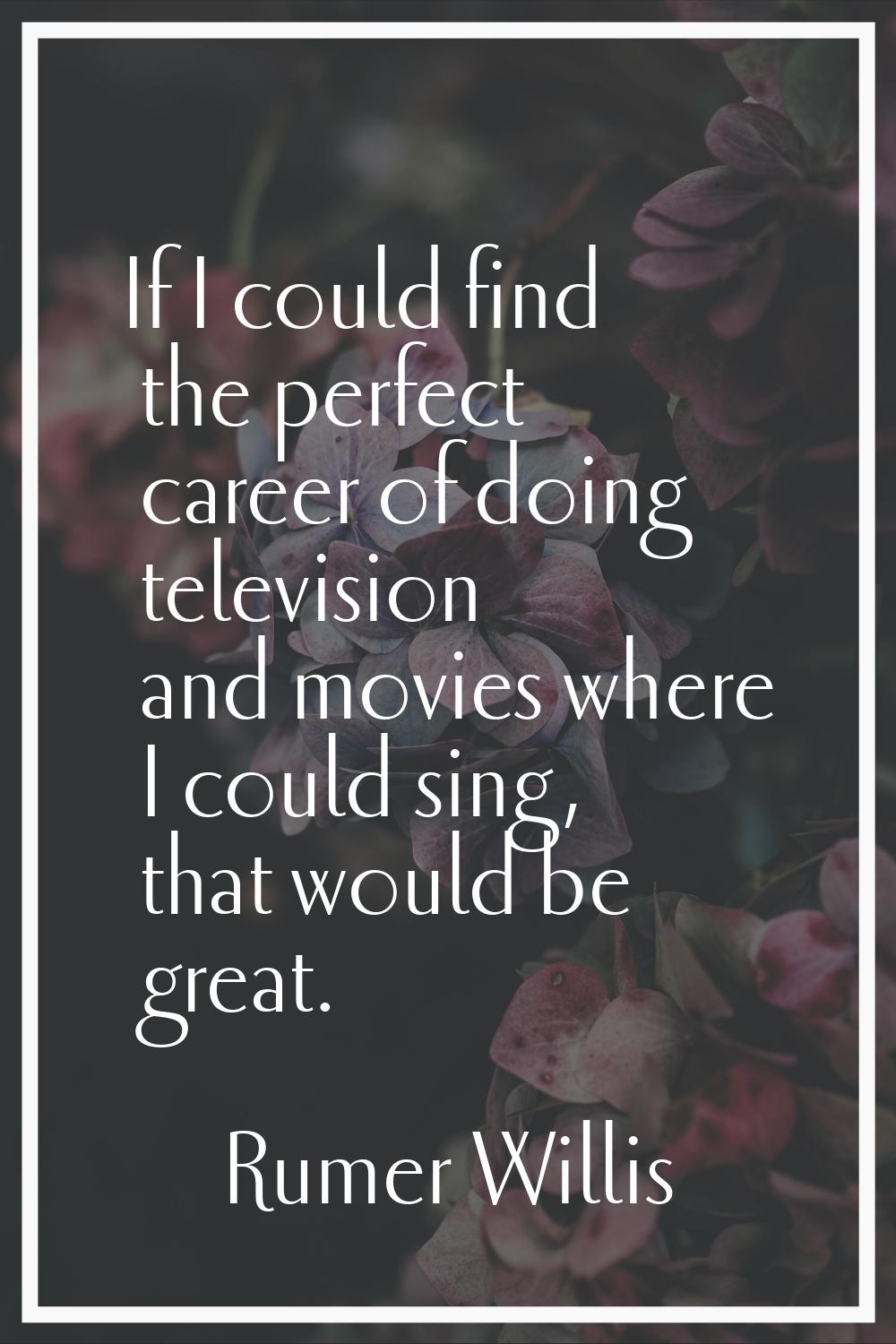 If I could find the perfect career of doing television and movies where I could sing, that would be
