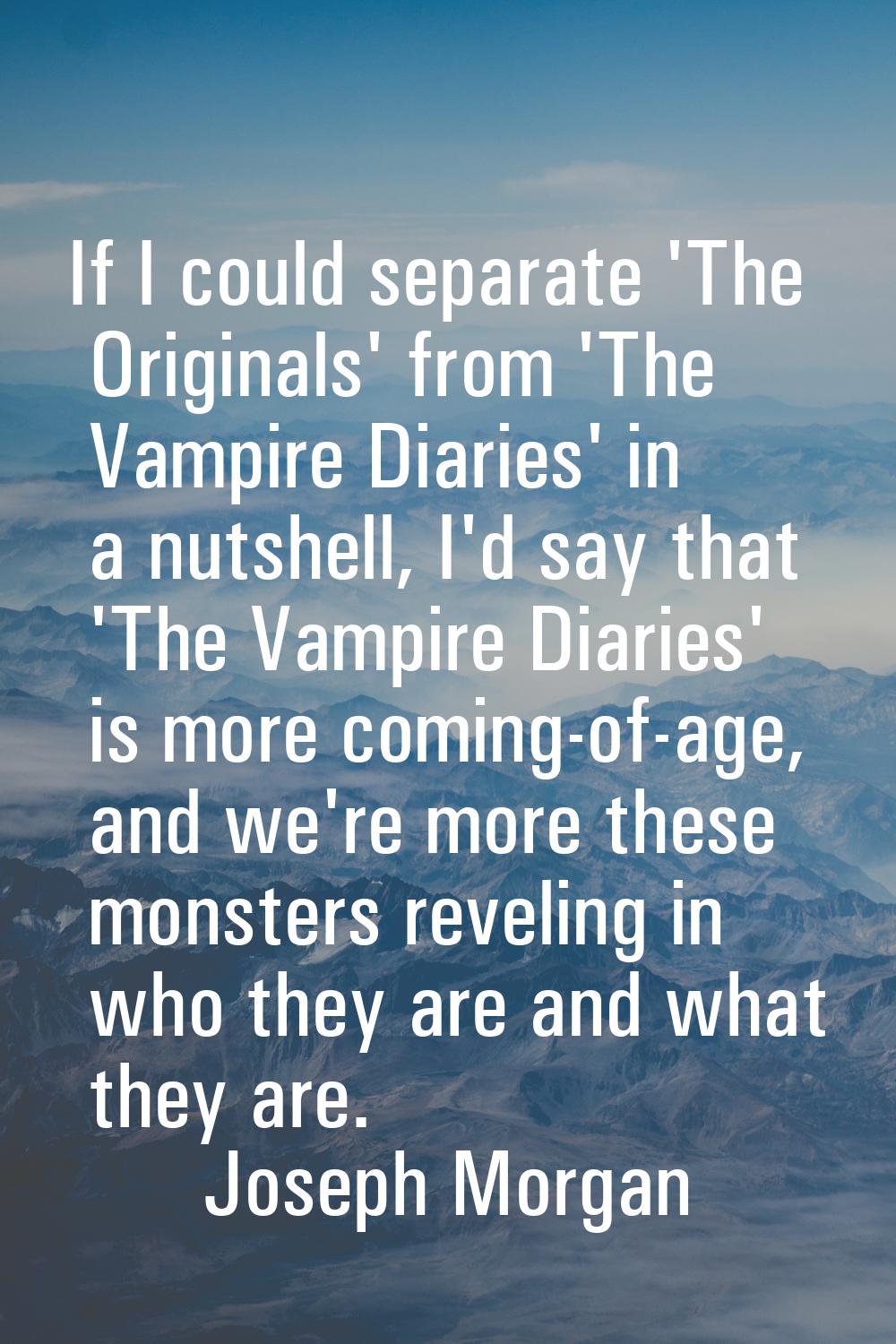 If I could separate 'The Originals' from 'The Vampire Diaries' in a nutshell, I'd say that 'The Vam