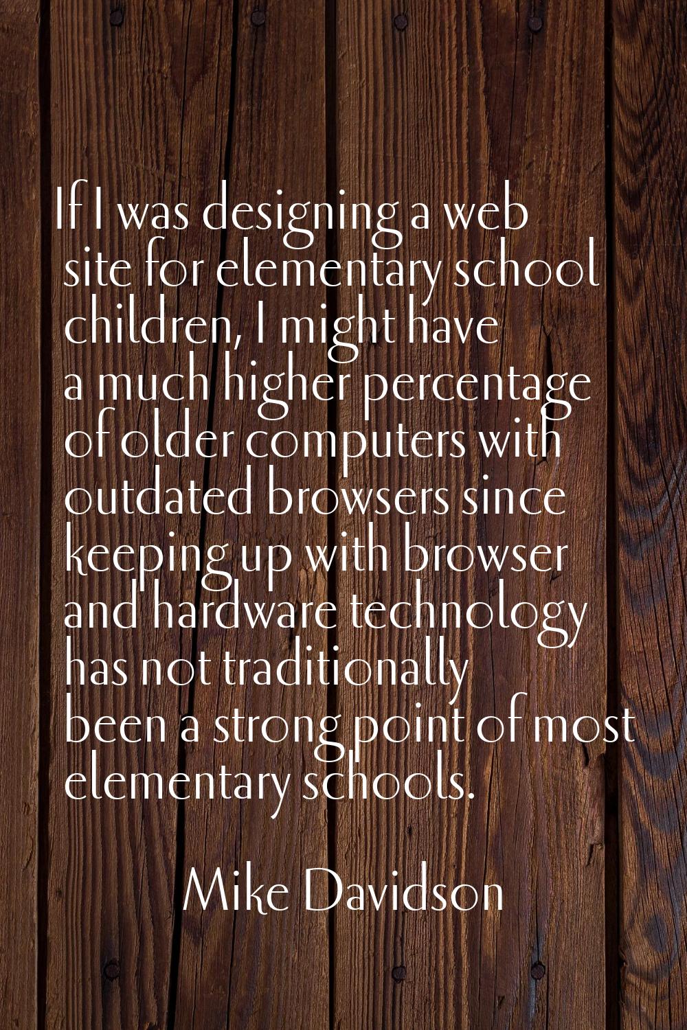 If I was designing a web site for elementary school children, I might have a much higher percentage