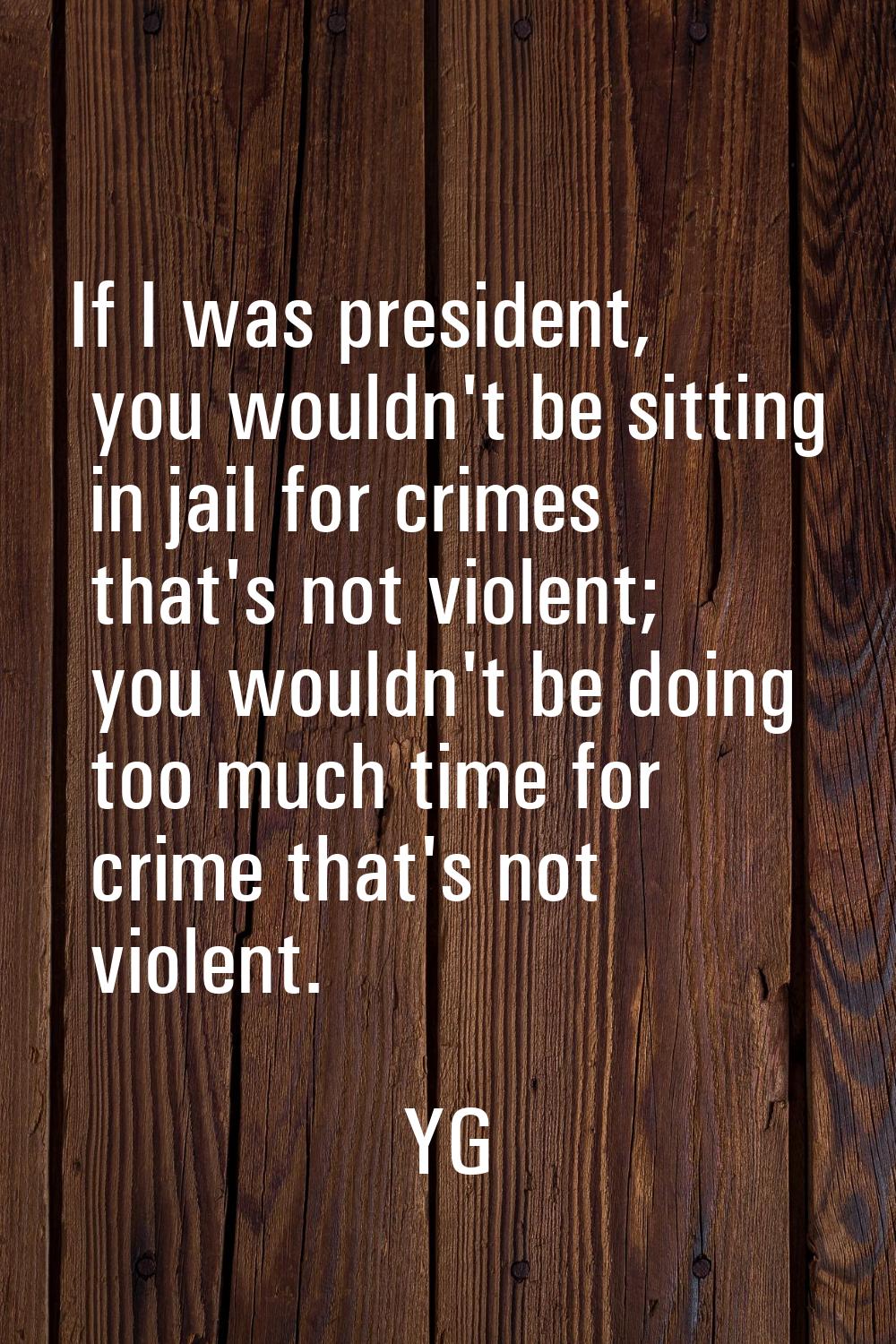 If I was president, you wouldn't be sitting in jail for crimes that's not violent; you wouldn't be 