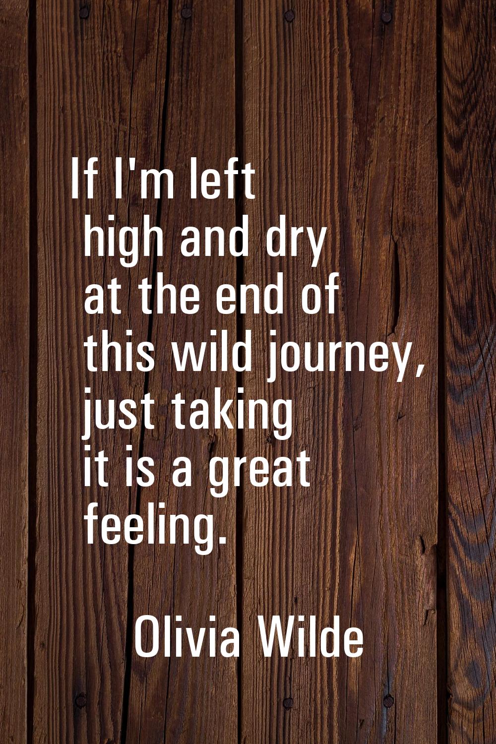 If I'm left high and dry at the end of this wild journey, just taking it is a great feeling.