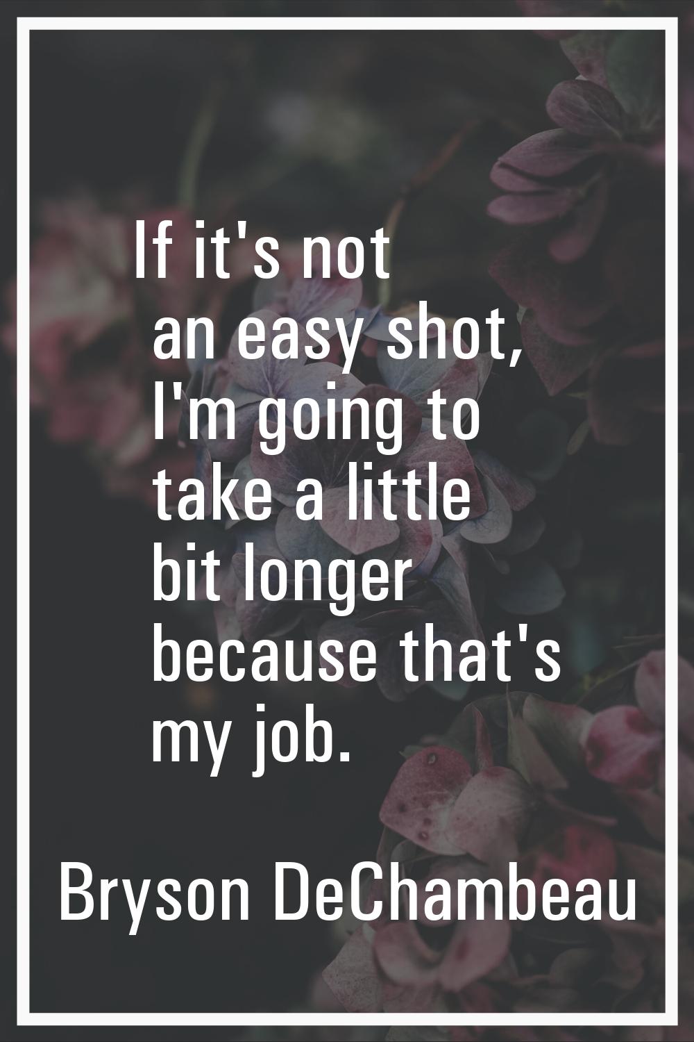 If it's not an easy shot, I'm going to take a little bit longer because that's my job.
