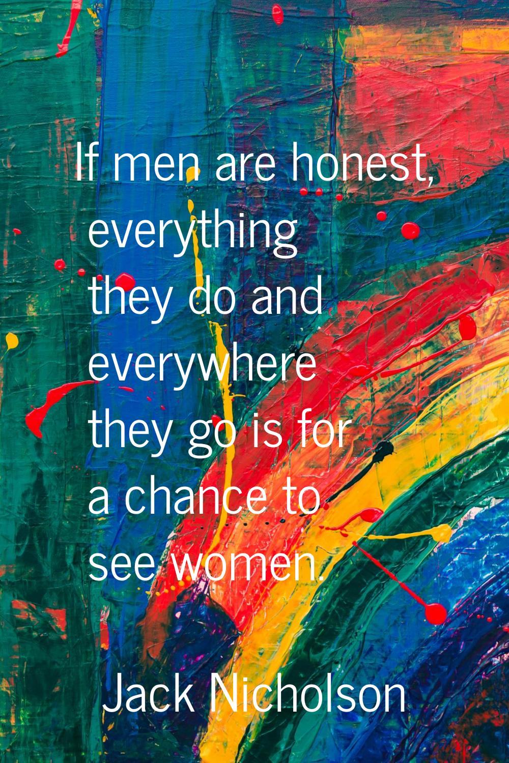 If men are honest, everything they do and everywhere they go is for a chance to see women.