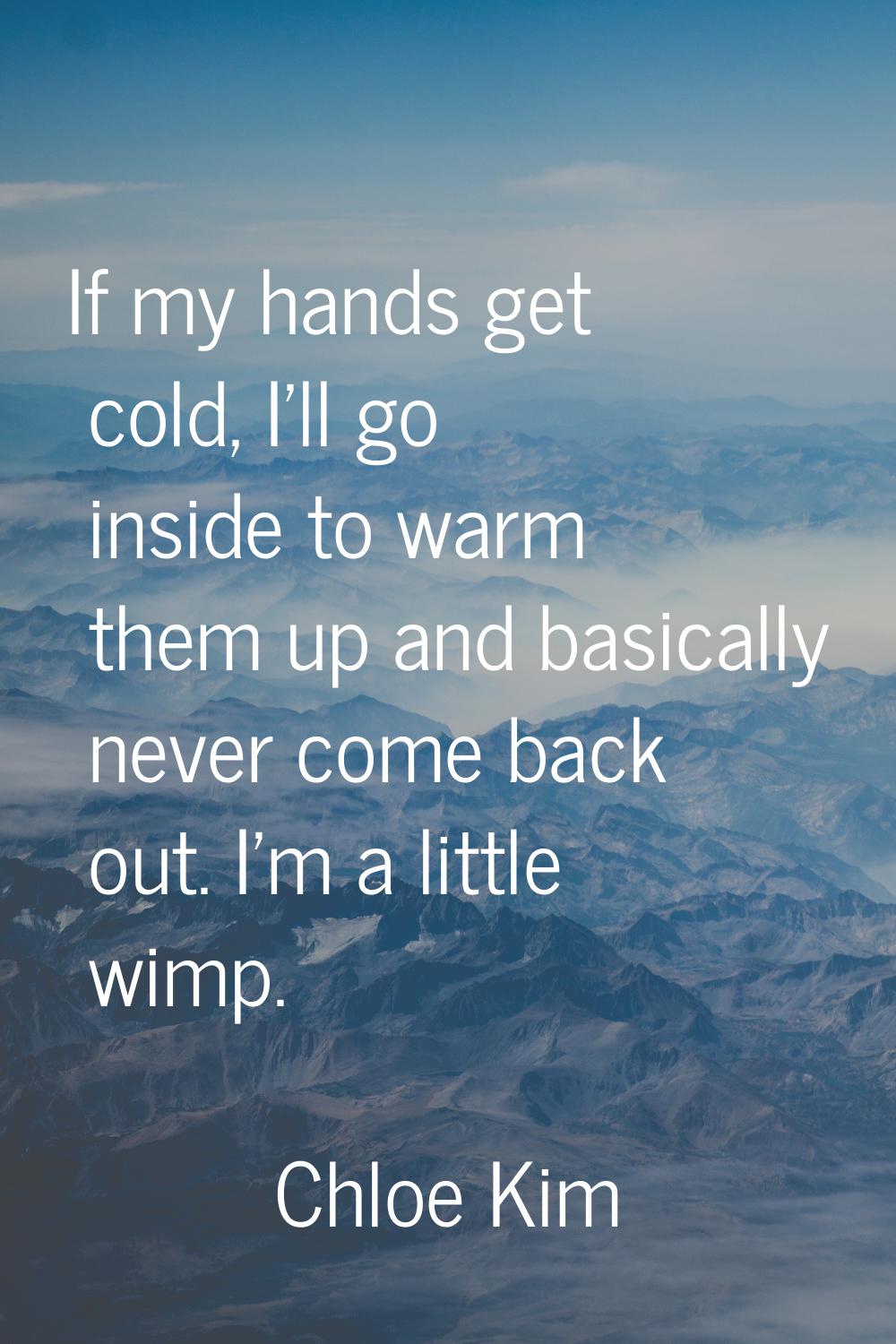 If my hands get cold, I'll go inside to warm them up and basically never come back out. I'm a littl