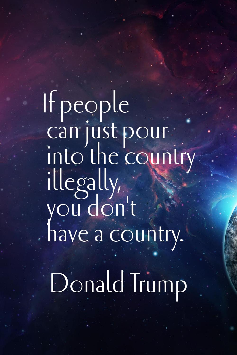 If people can just pour into the country illegally, you don't have a country.