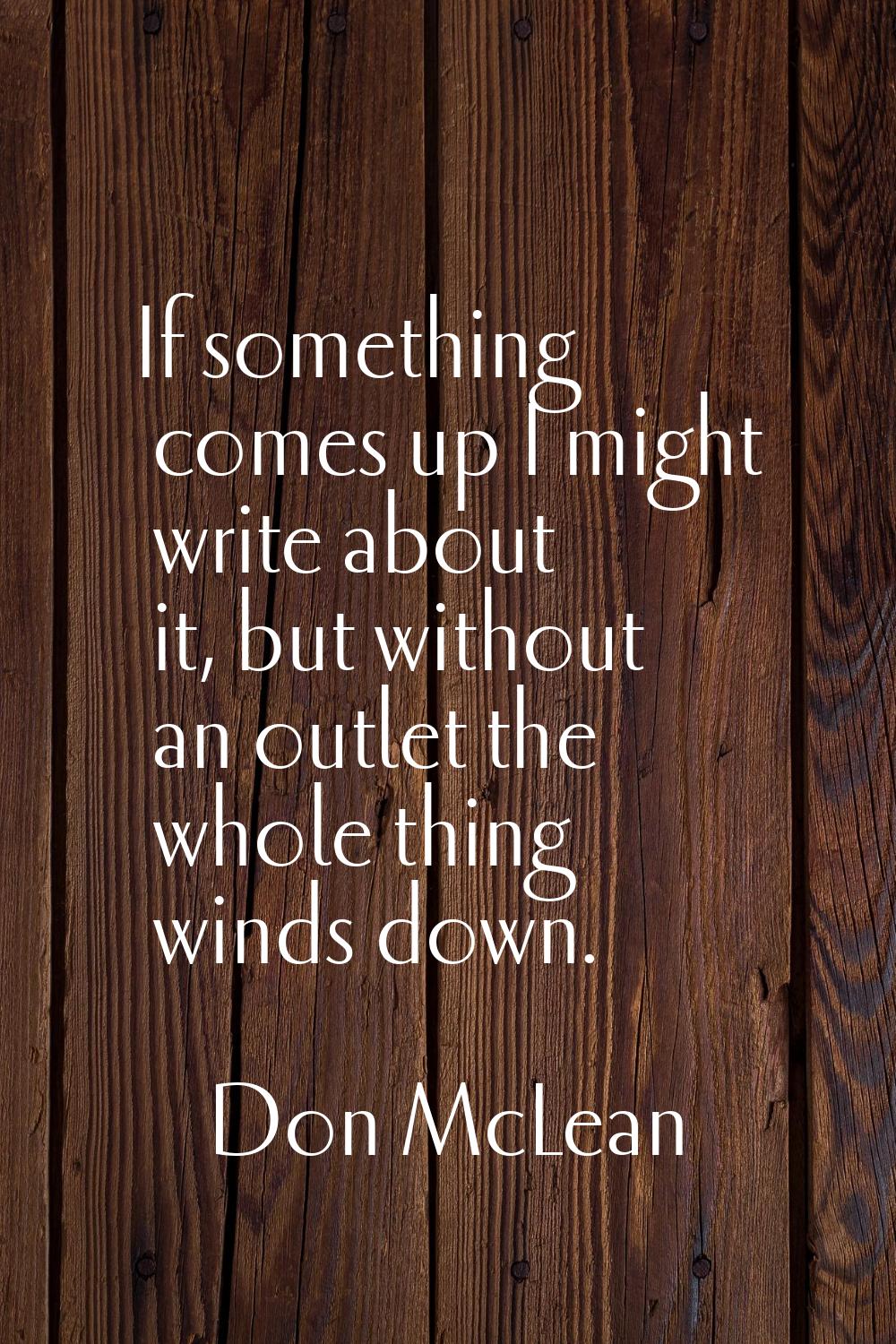 If something comes up I might write about it, but without an outlet the whole thing winds down.