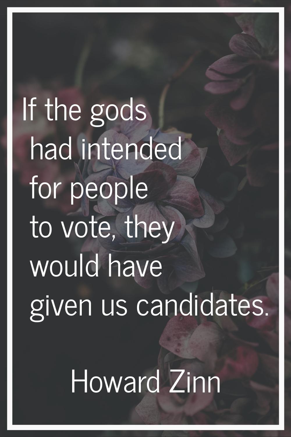 If the gods had intended for people to vote, they would have given us candidates.
