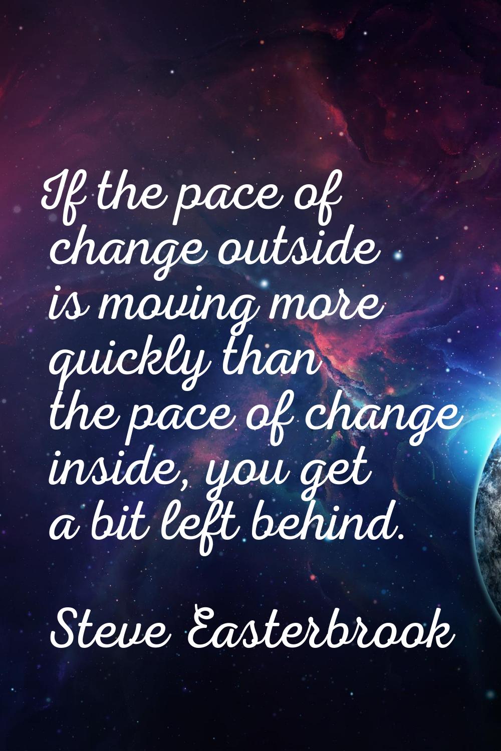 If the pace of change outside is moving more quickly than the pace of change inside, you get a bit 