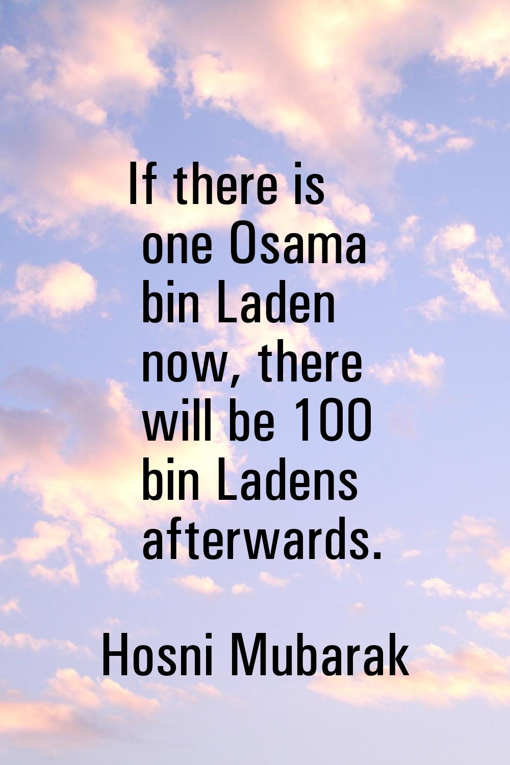 If there is one Osama bin Laden now, there will be 100 bin Ladens afterwards.