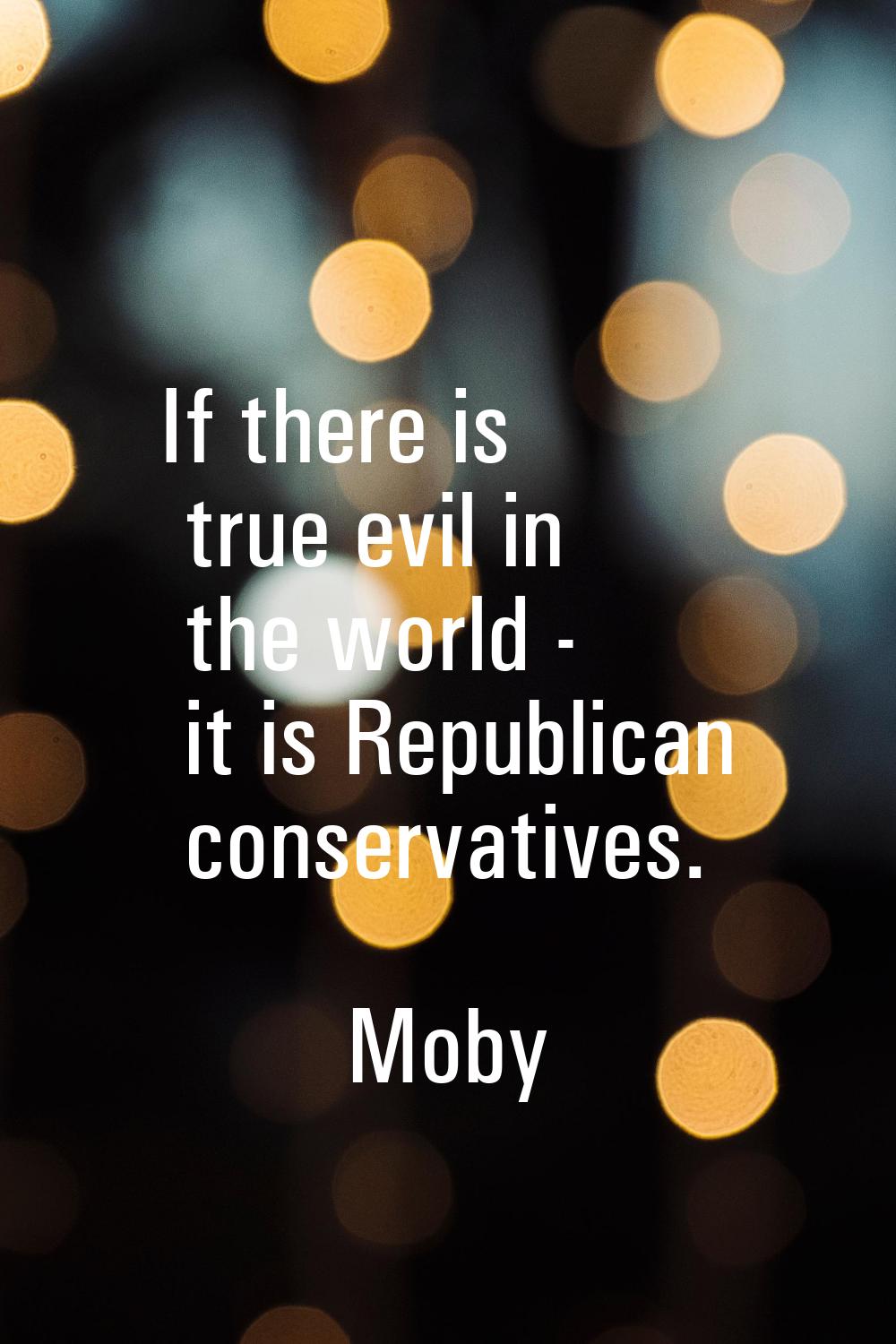 If there is true evil in the world - it is Republican conservatives.