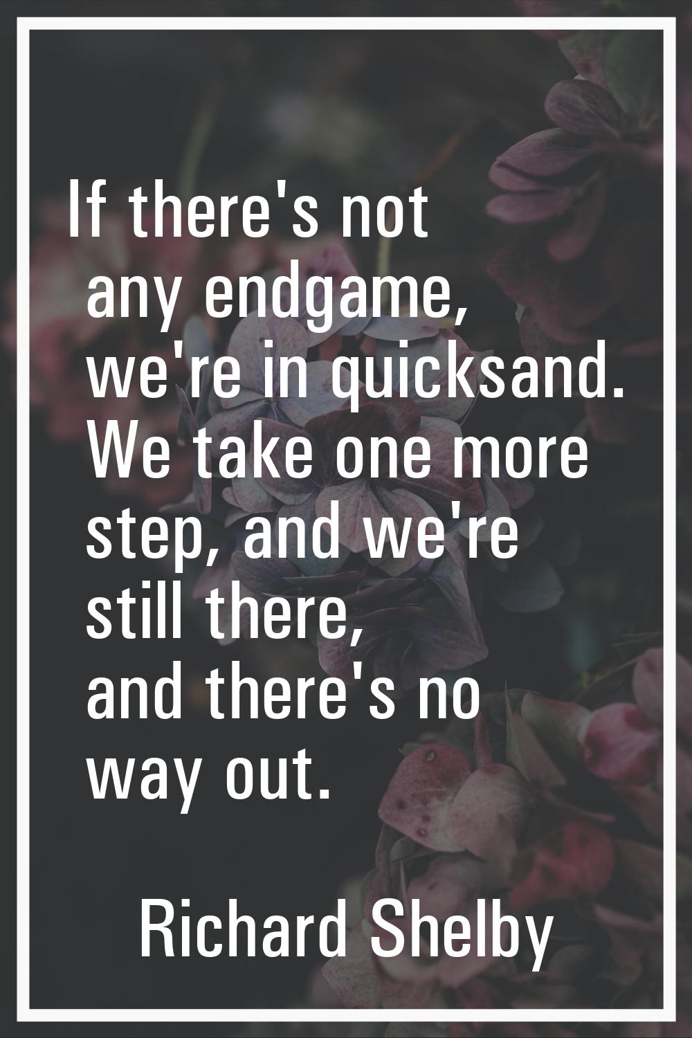 If there's not any endgame, we're in quicksand. We take one more step, and we're still there, and t