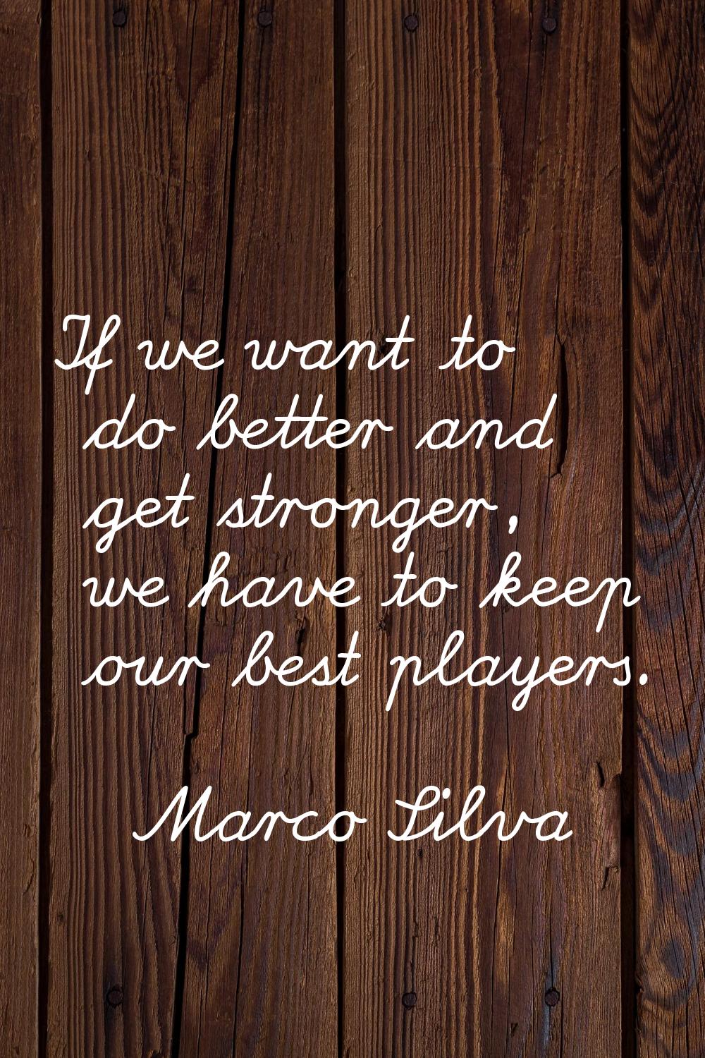 If we want to do better and get stronger, we have to keep our best players.
