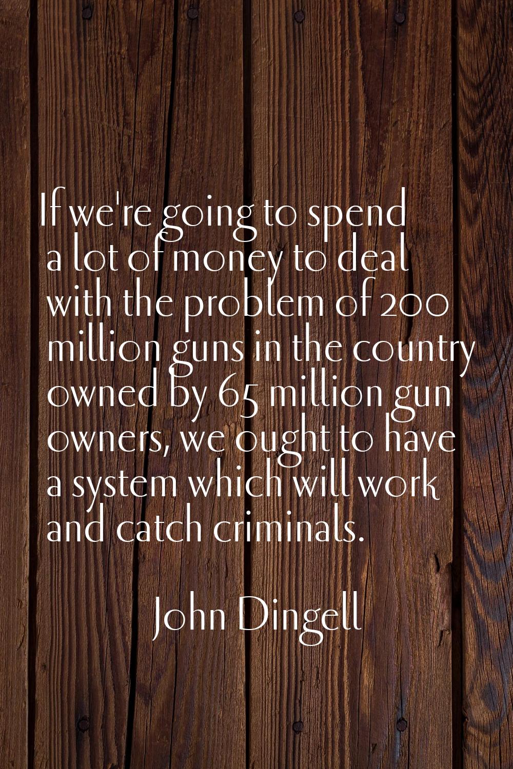 If we're going to spend a lot of money to deal with the problem of 200 million guns in the country 
