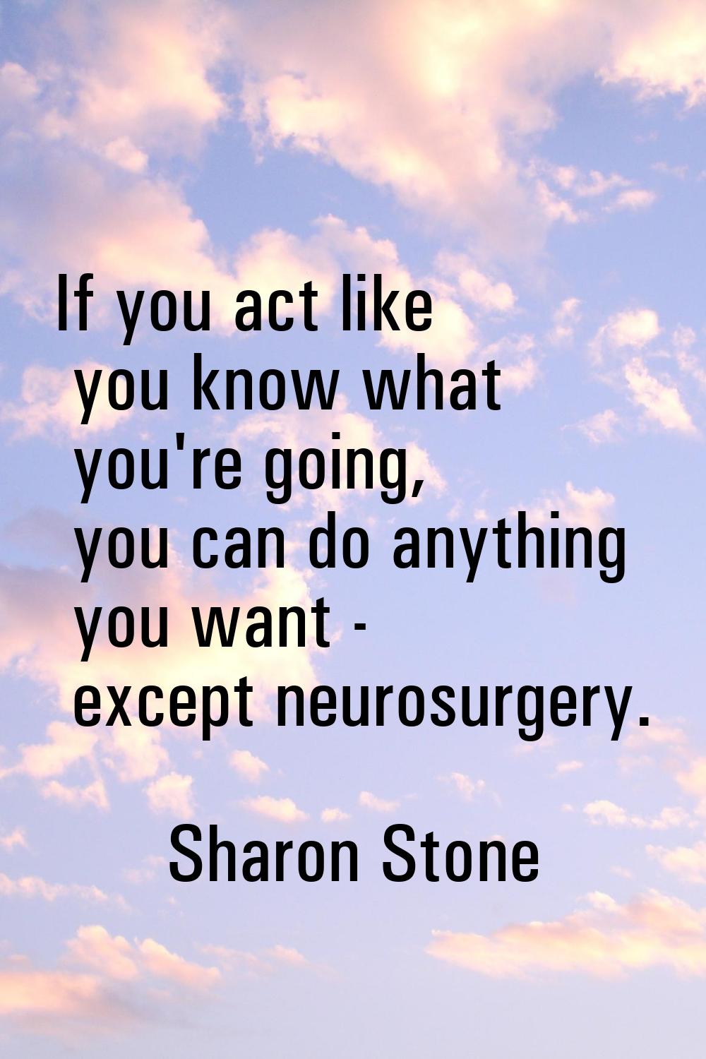 If you act like you know what you're going, you can do anything you want - except neurosurgery.
