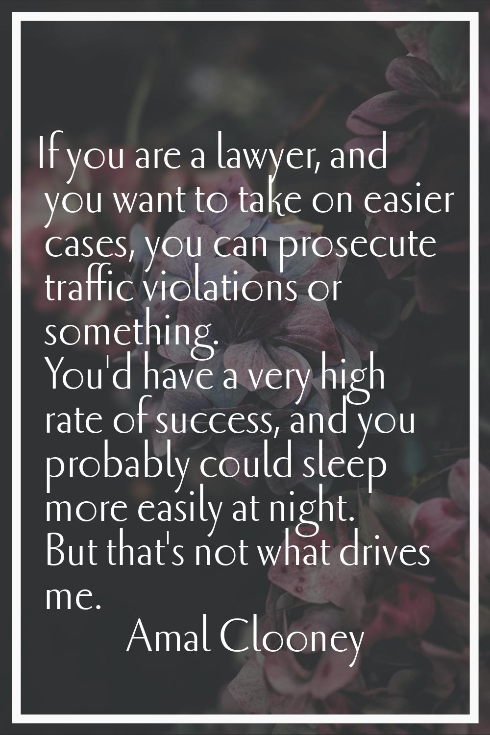 If you are a lawyer, and you want to take on easier cases, you can prosecute traffic violations or 