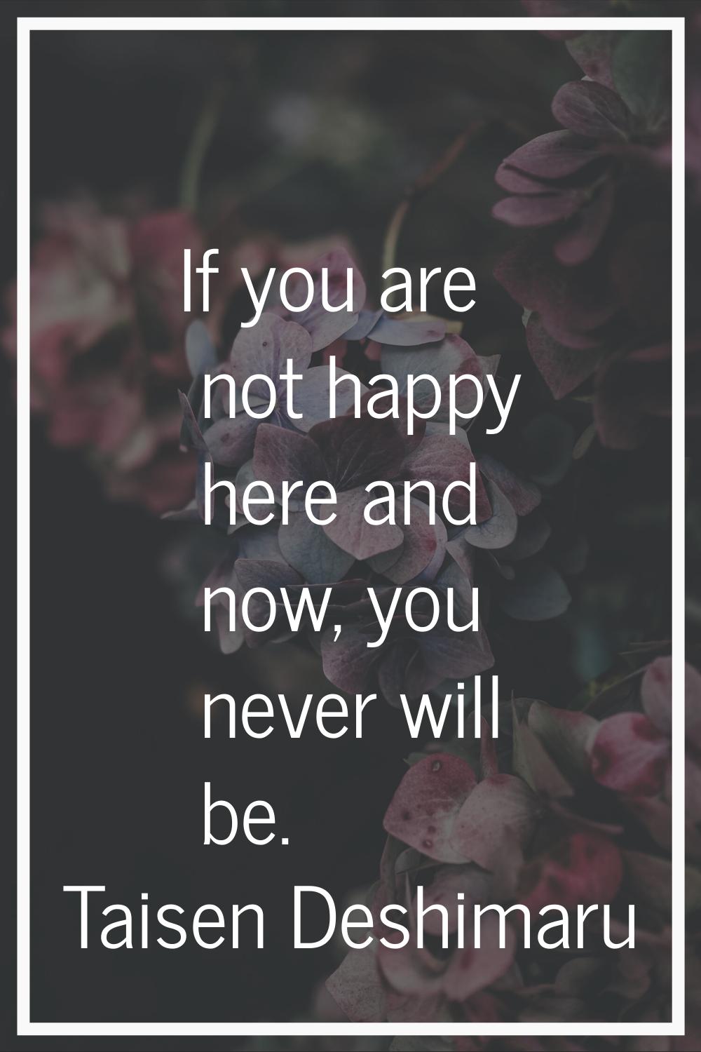 If you are not happy here and now, you never will be.