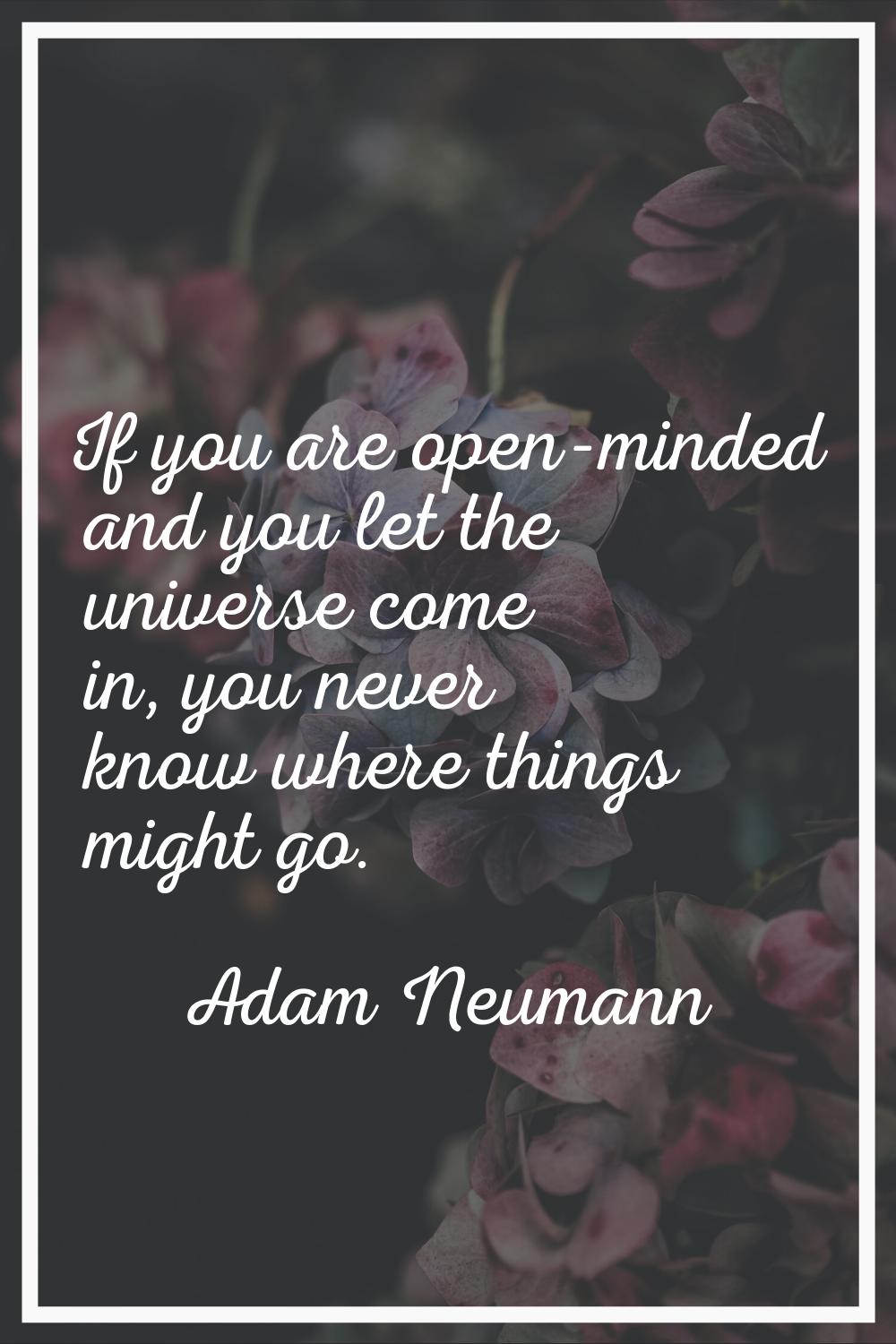 If you are open-minded and you let the universe come in, you never know where things might go.