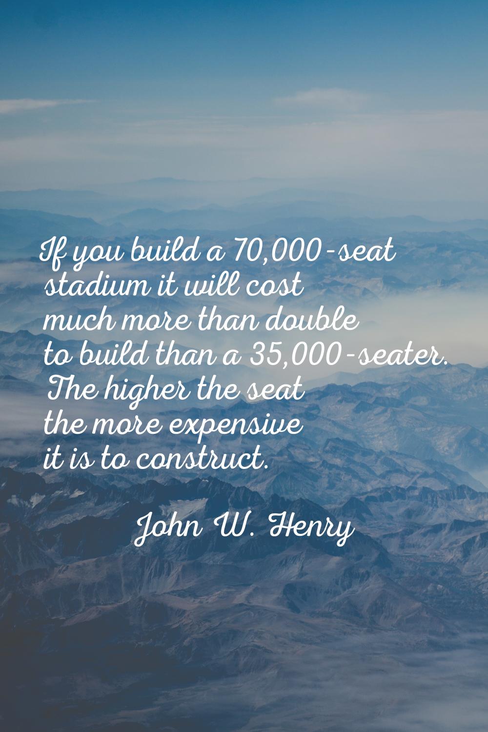 If you build a 70,000-seat stadium it will cost much more than double to build than a 35,000-seater