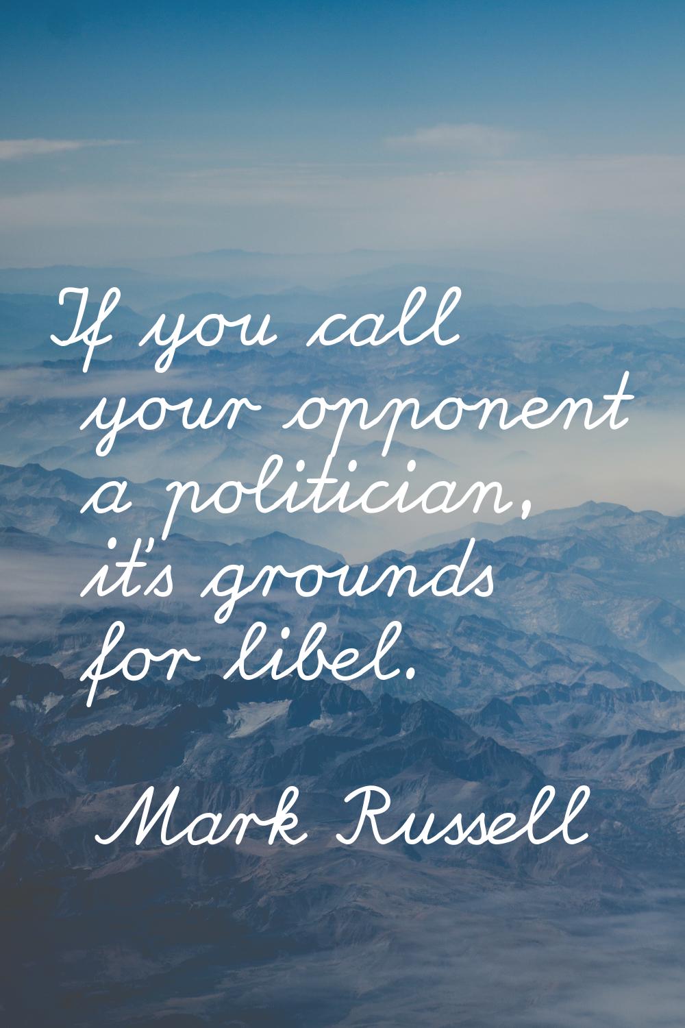If you call your opponent a politician, it's grounds for libel.