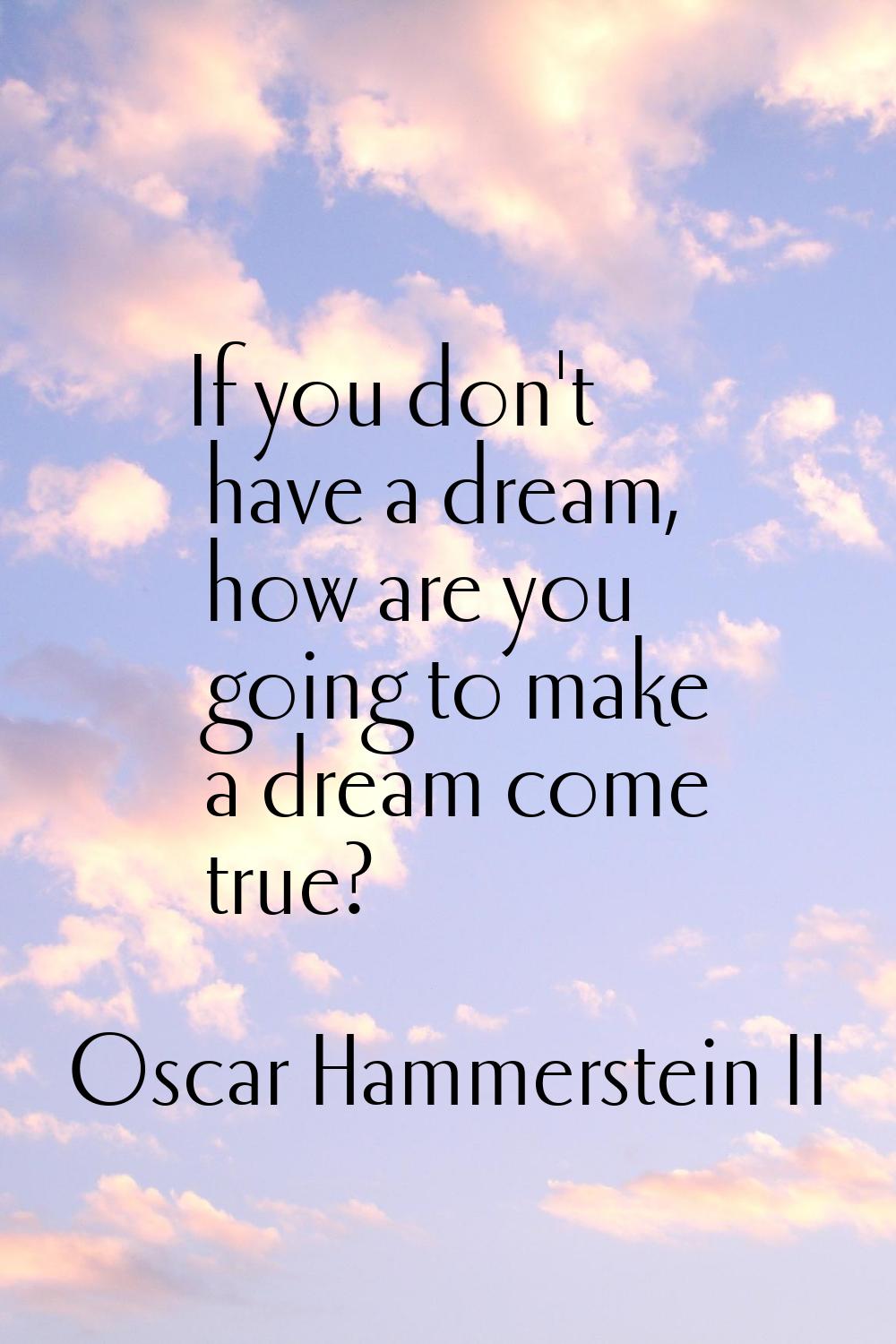 If you don't have a dream, how are you going to make a dream come true?