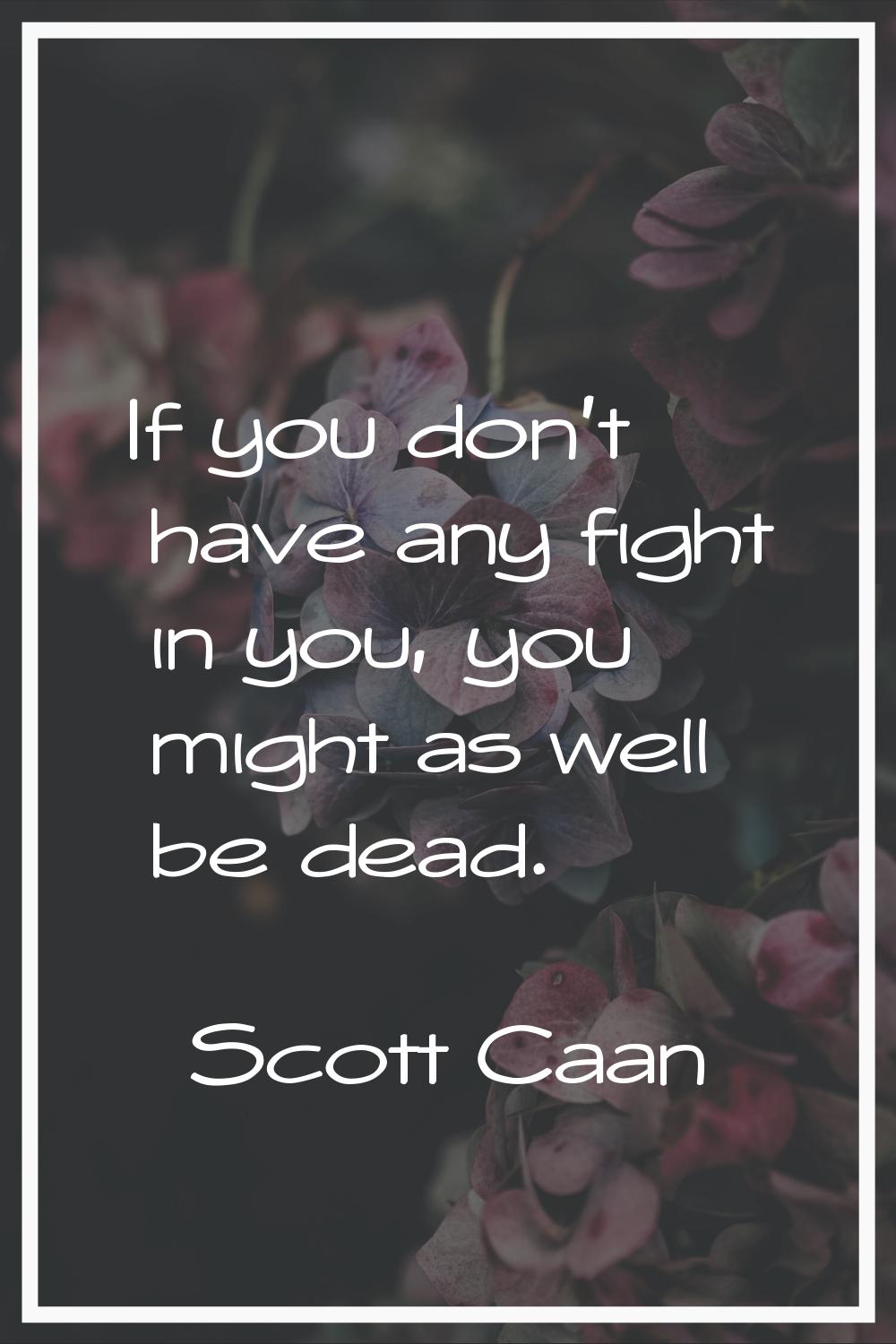 If you don't have any fight in you, you might as well be dead.