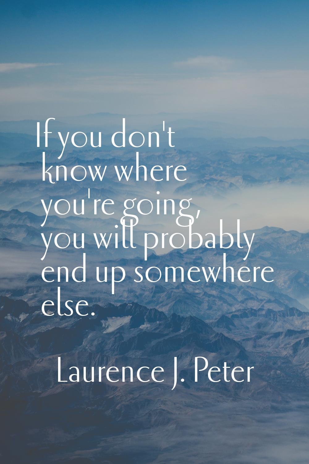 If you don't know where you're going, you will probably end up somewhere else.