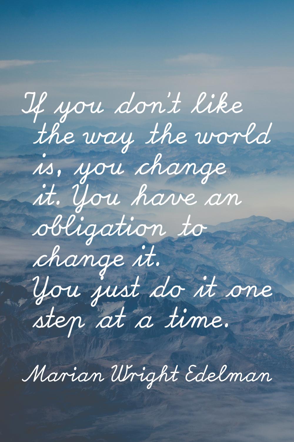 If you don't like the way the world is, you change it. You have an obligation to change it. You jus