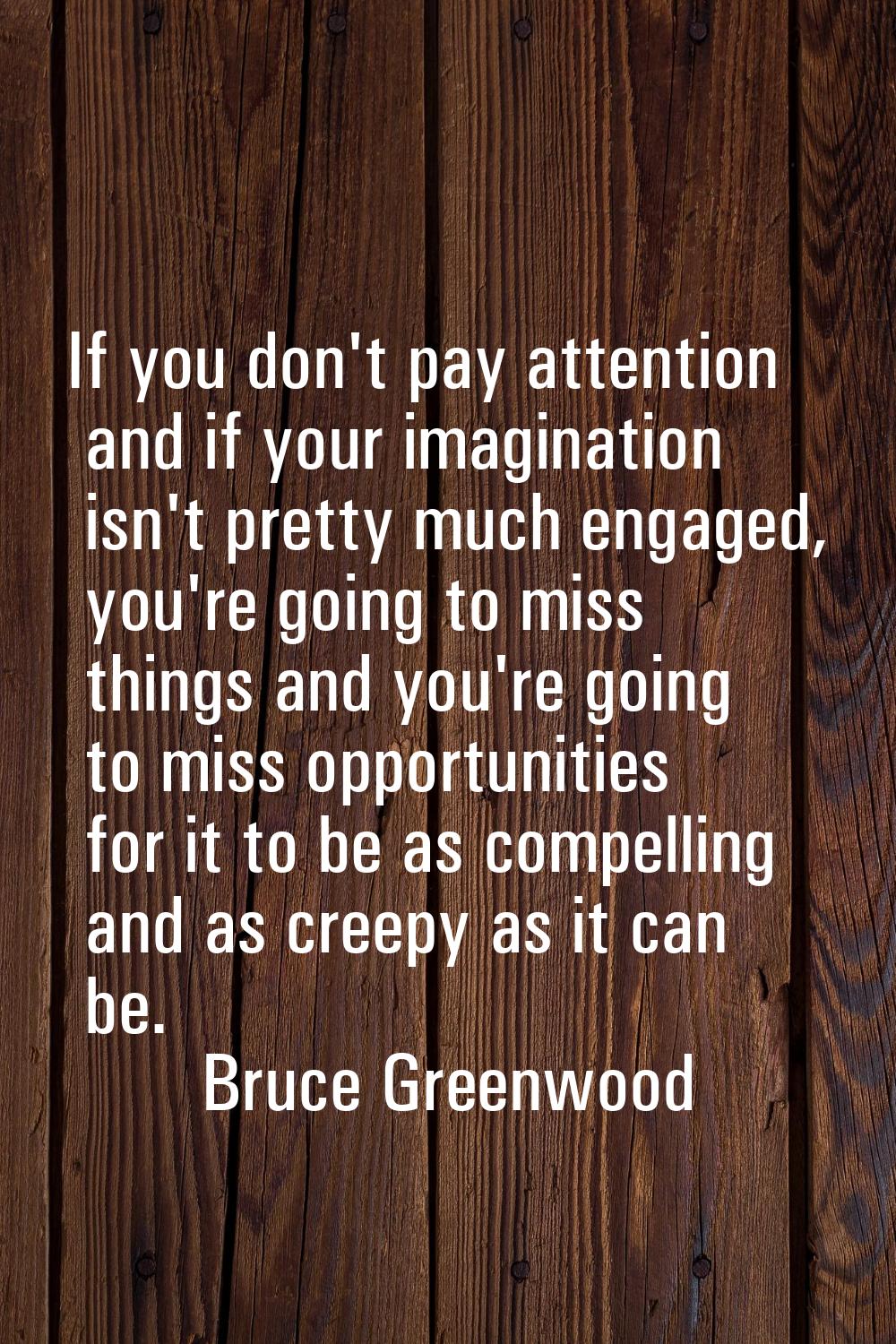 If you don't pay attention and if your imagination isn't pretty much engaged, you're going to miss 