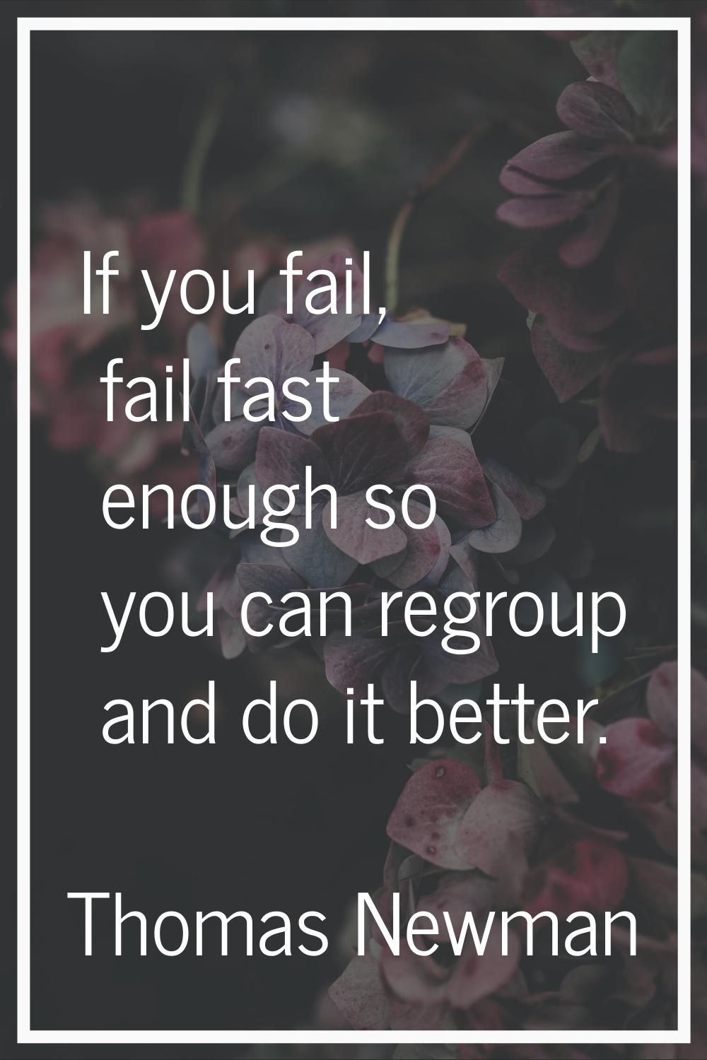 If you fail, fail fast enough so you can regroup and do it better.