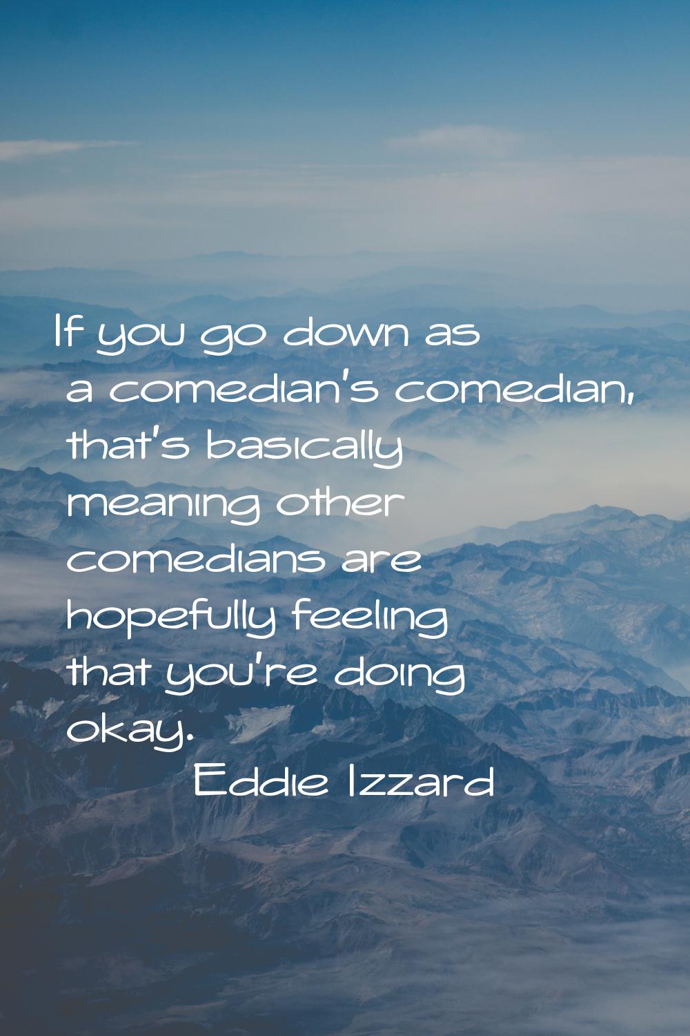 If you go down as a comedian's comedian, that's basically meaning other comedians are hopefully fee